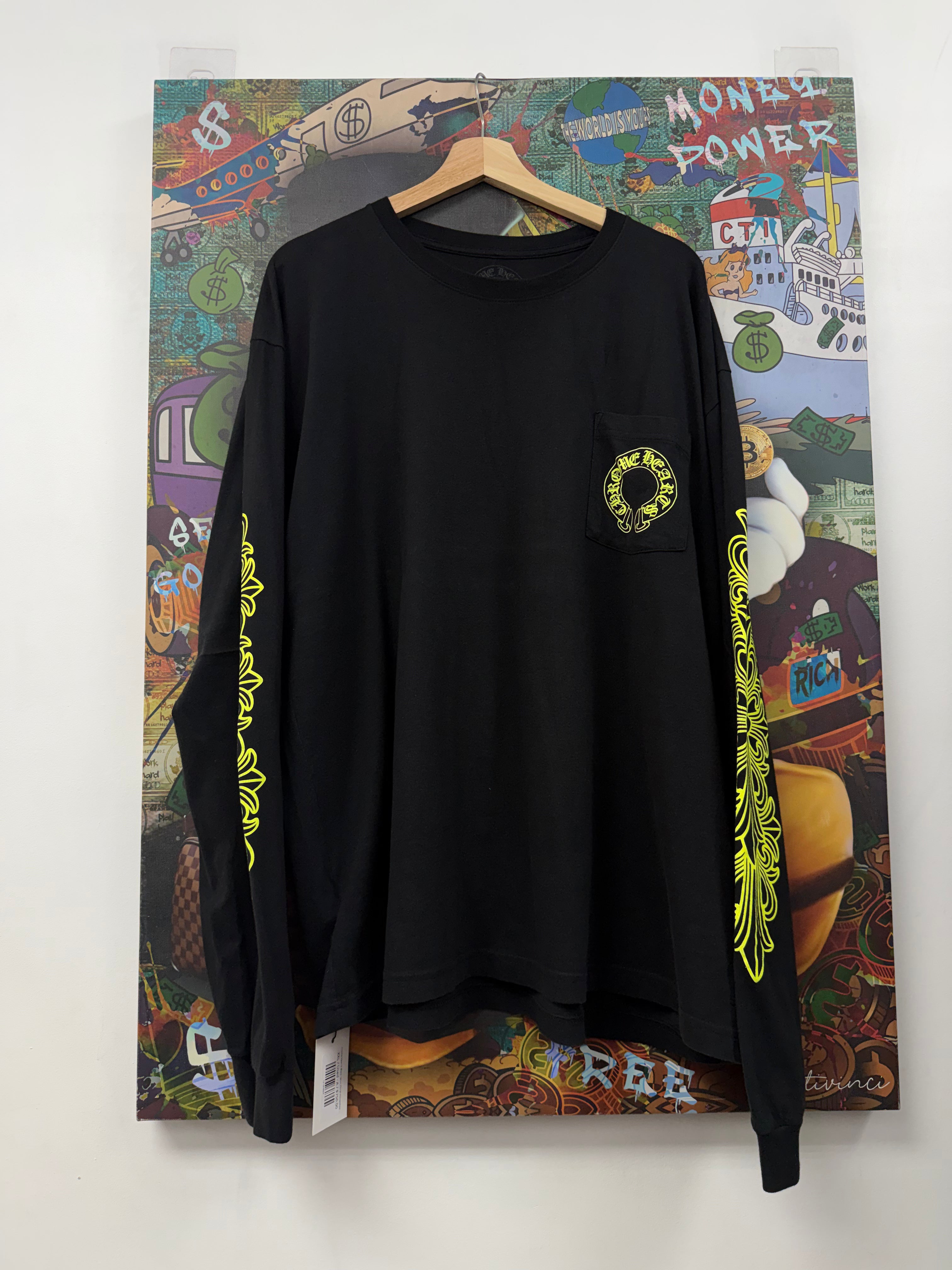 Chrome Hearts Black Neon Floral Horseshoe Long Sleeve