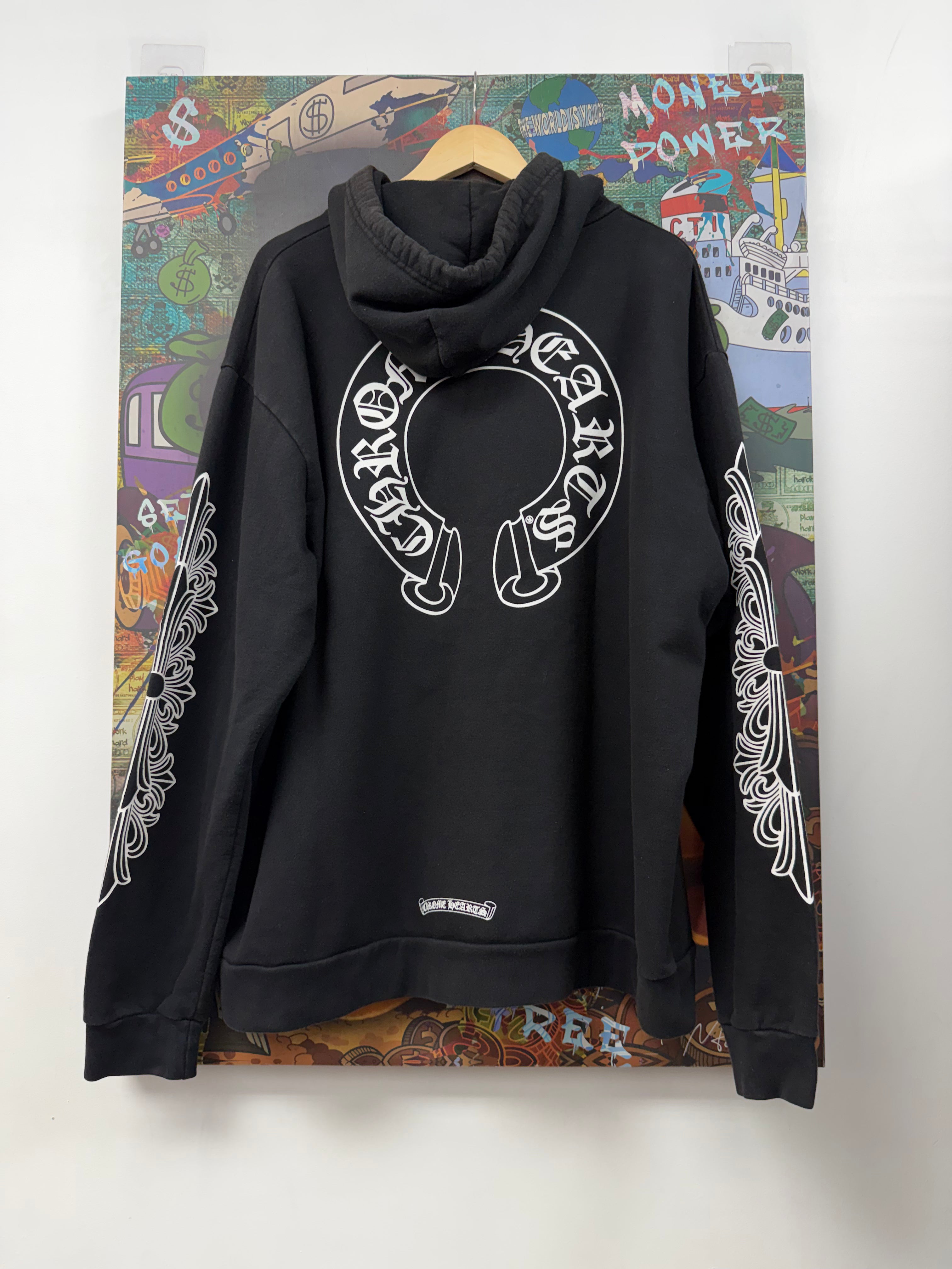 Chrome Hearts Black Floral Horseshoe Hoodie