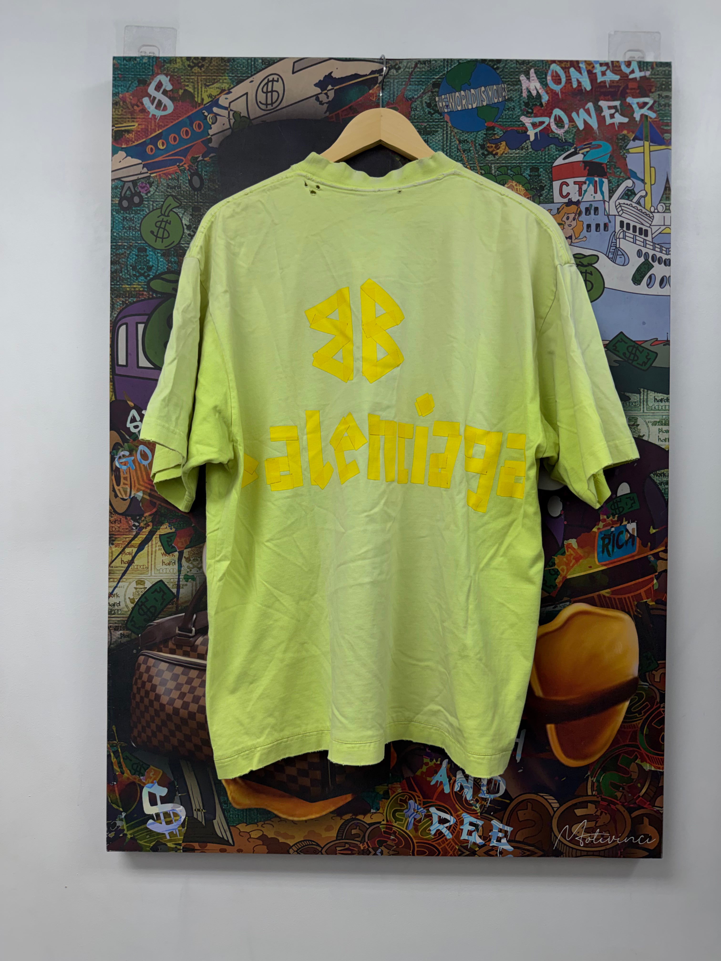 Balenciaga Yellow Flu Logo Tee