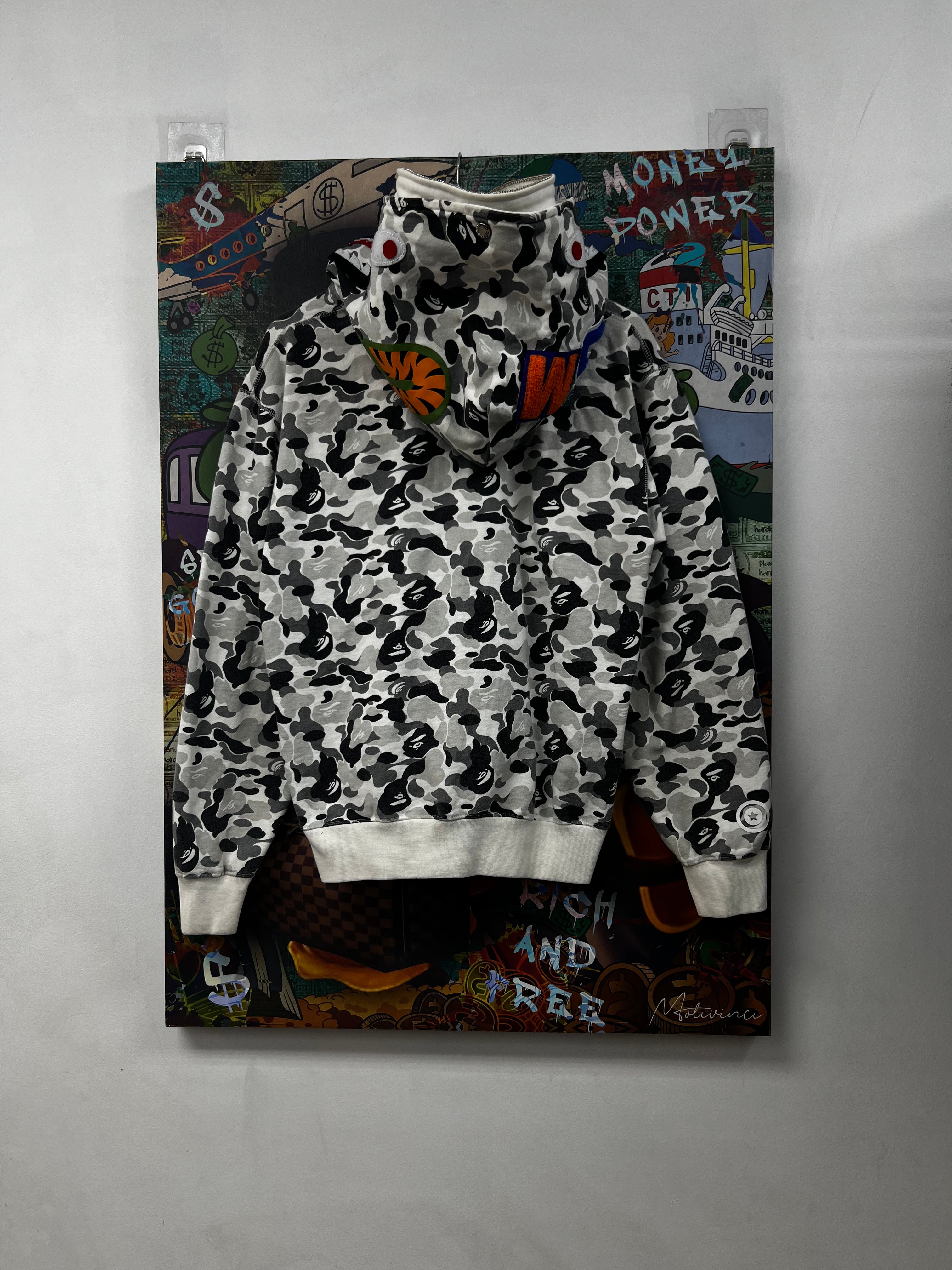 BAPE White Camo Shark Double Hood Hoodie