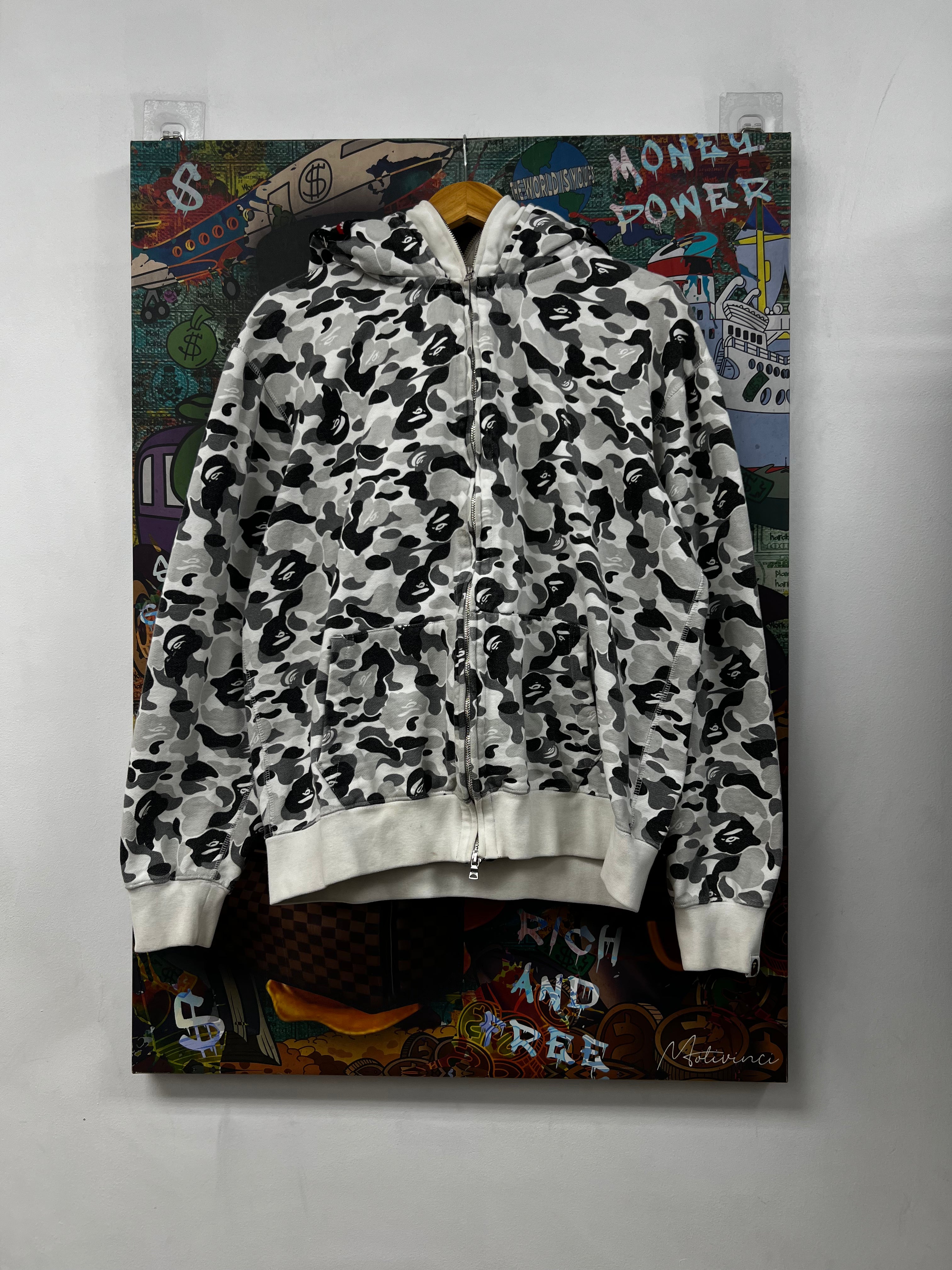 BAPE White Camo Shark Double Hood Hoodie