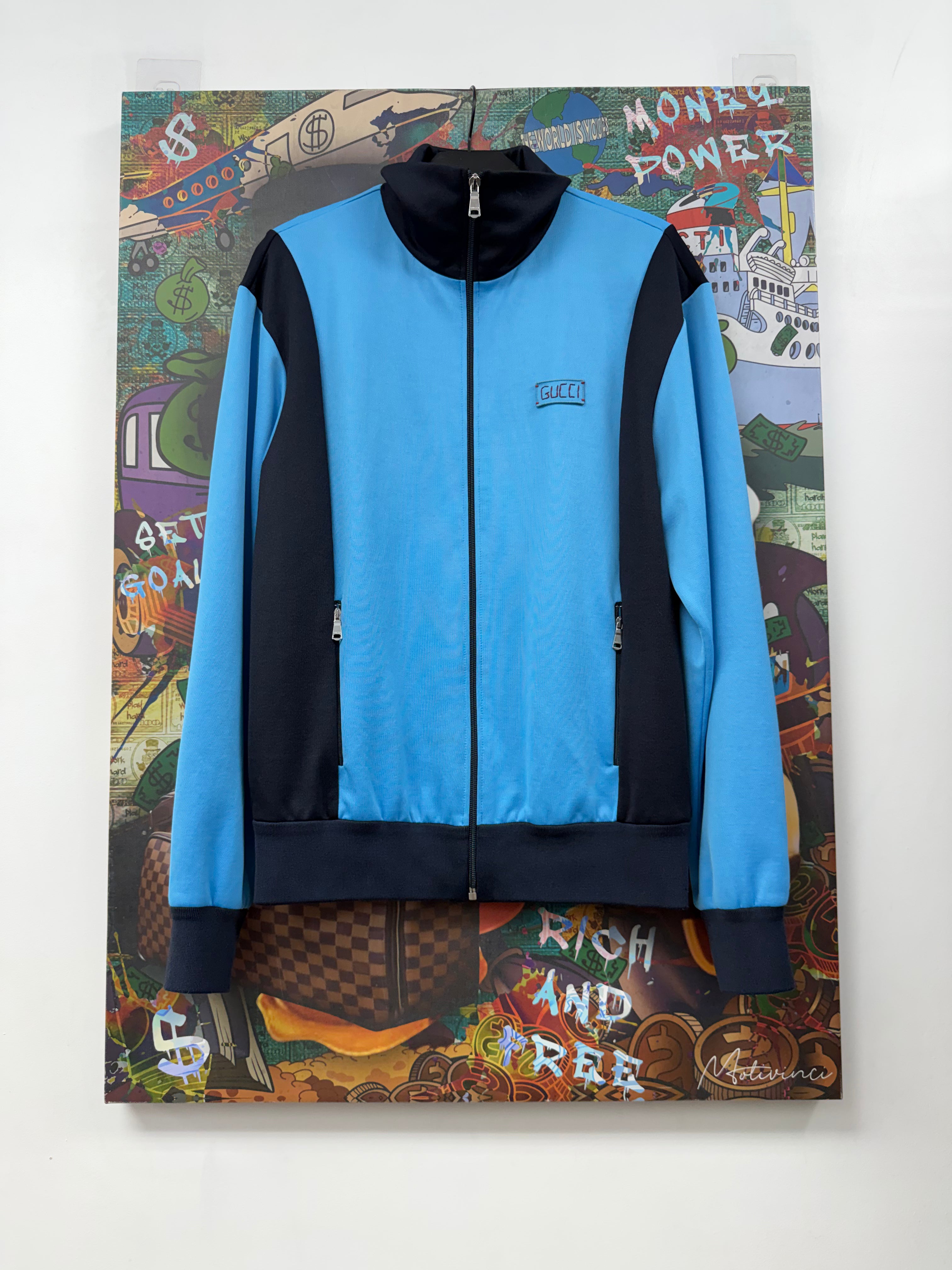 Gucci Navy Baby Blue Tiger Track Jacket
