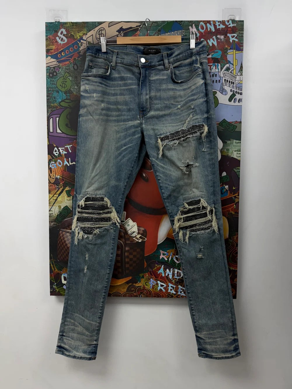 Amiri "MX1" Paisley Patch Vintage Wash & Navy Jeans