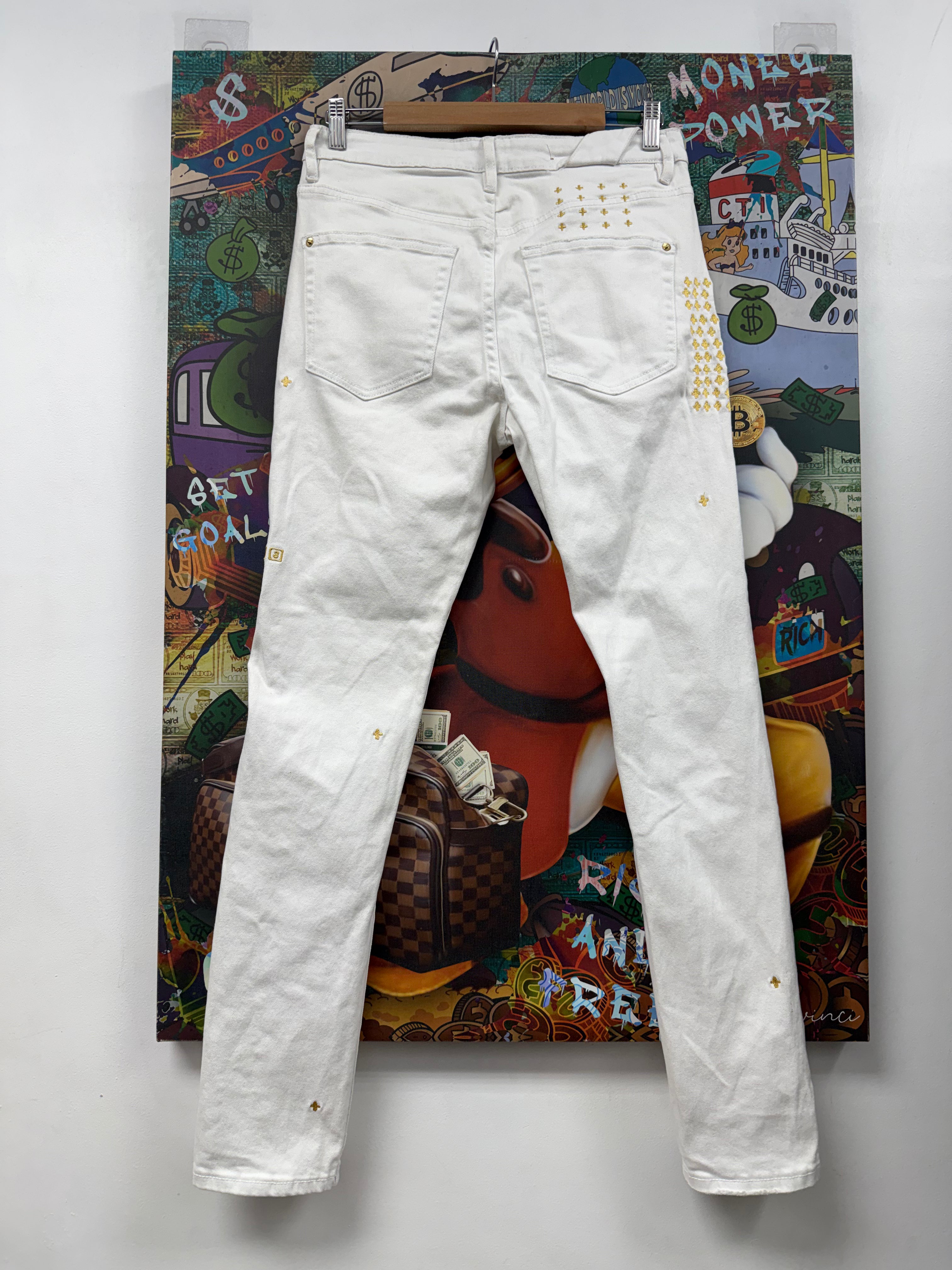 Ksubi White Gold Embroidered Jeans