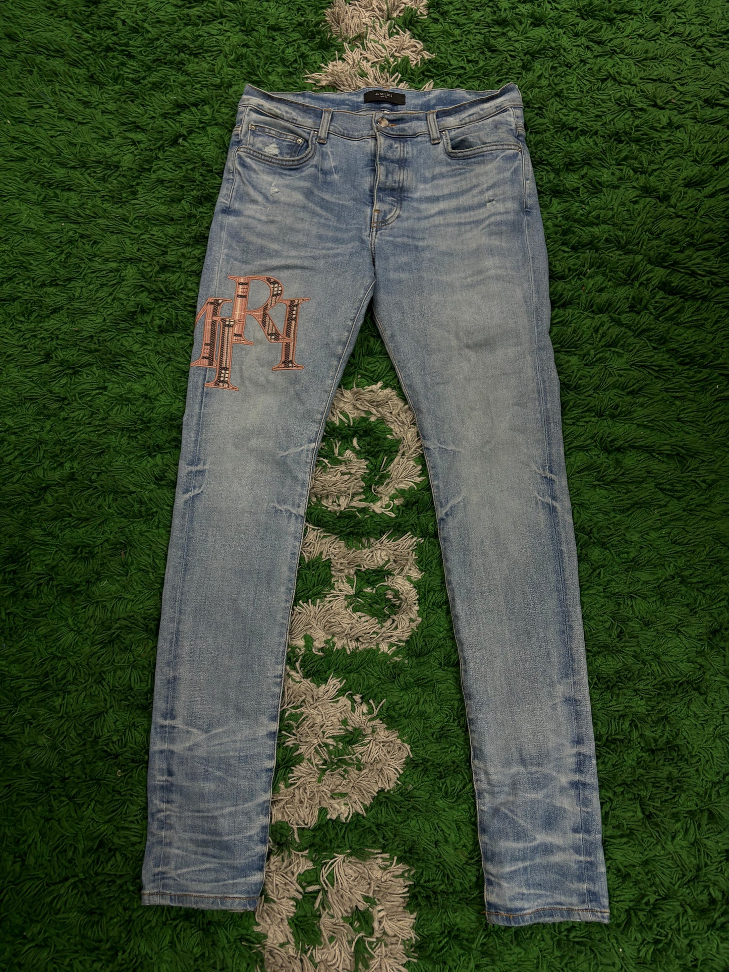 Amiri Jeans Light Wash Pink Side Logo Used 32 N/A