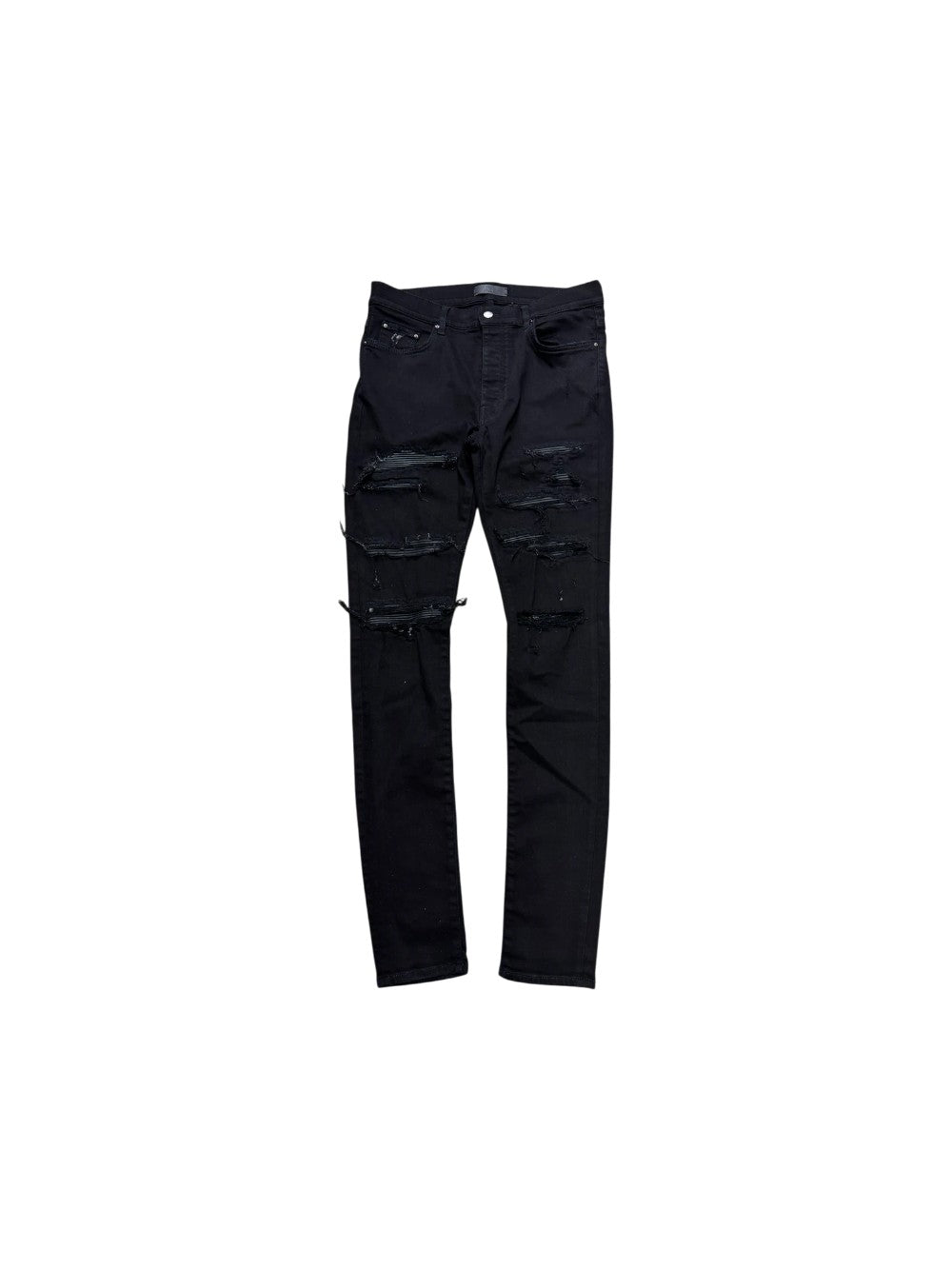 Amiri Leather Thrasher Patch Black Jeans
