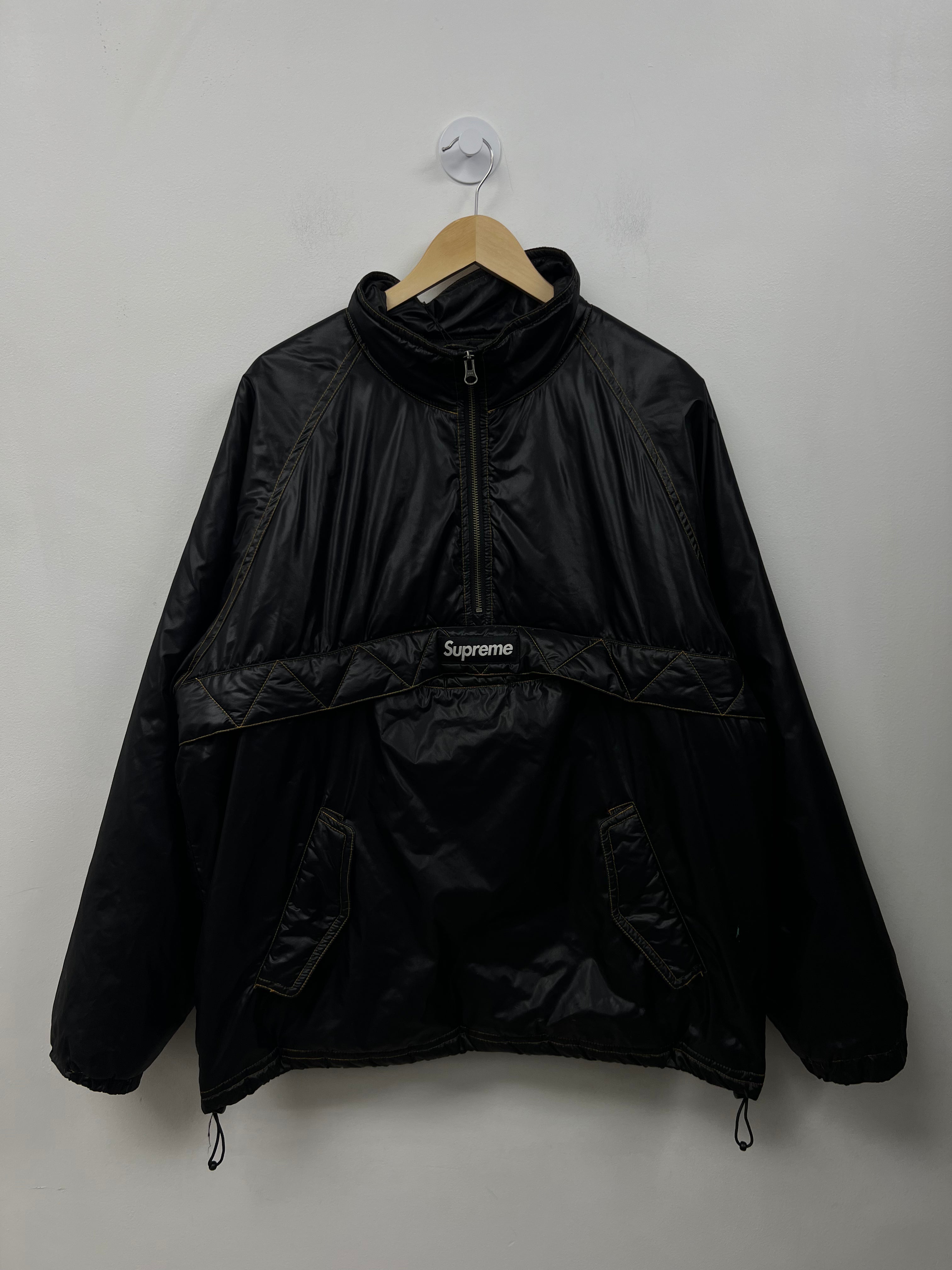Supreme Black Nylon Quarter Zip Puffer Jacket