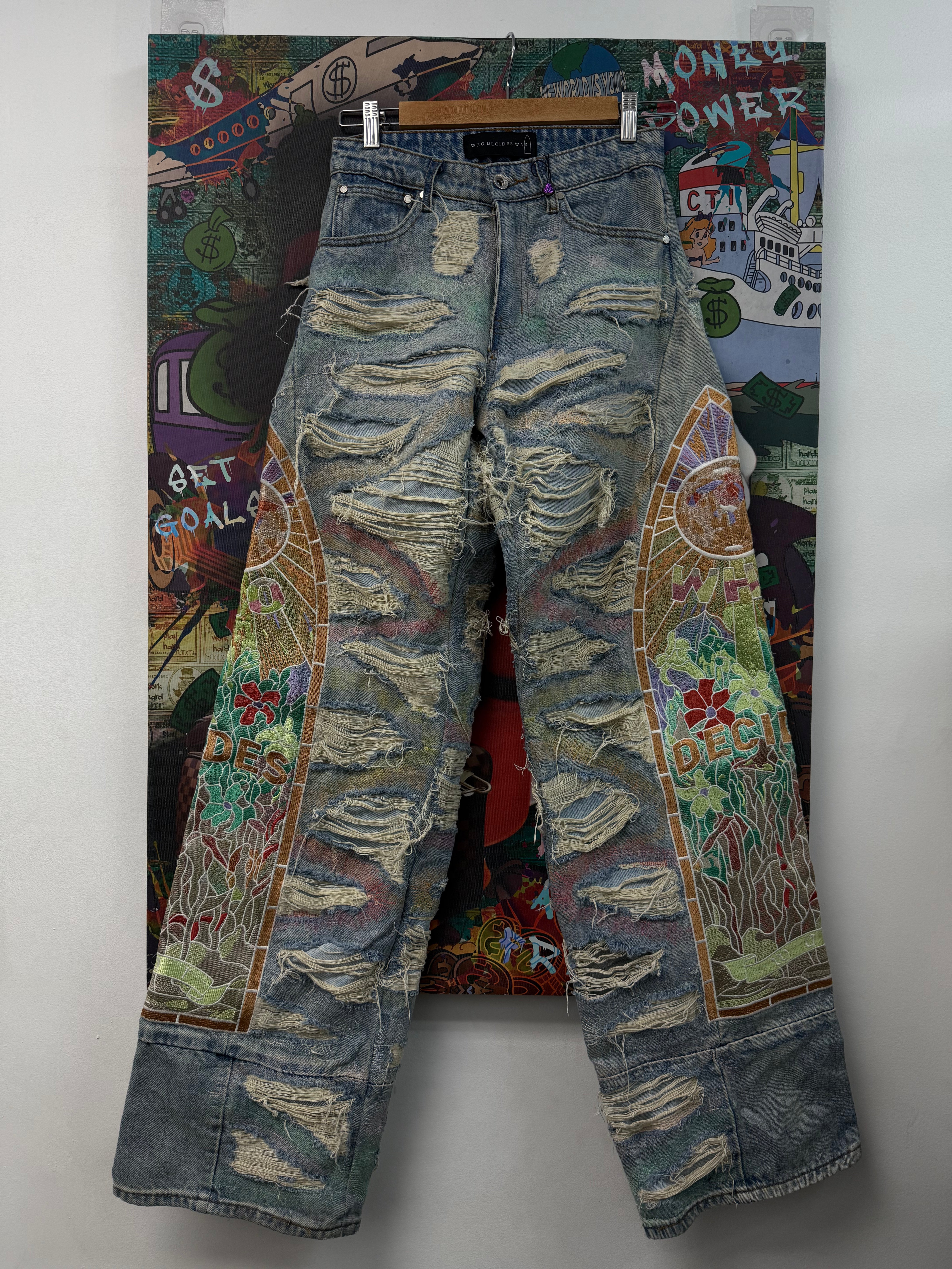 Who Decides War Multi Color Side Embroidery Denim Jeans
