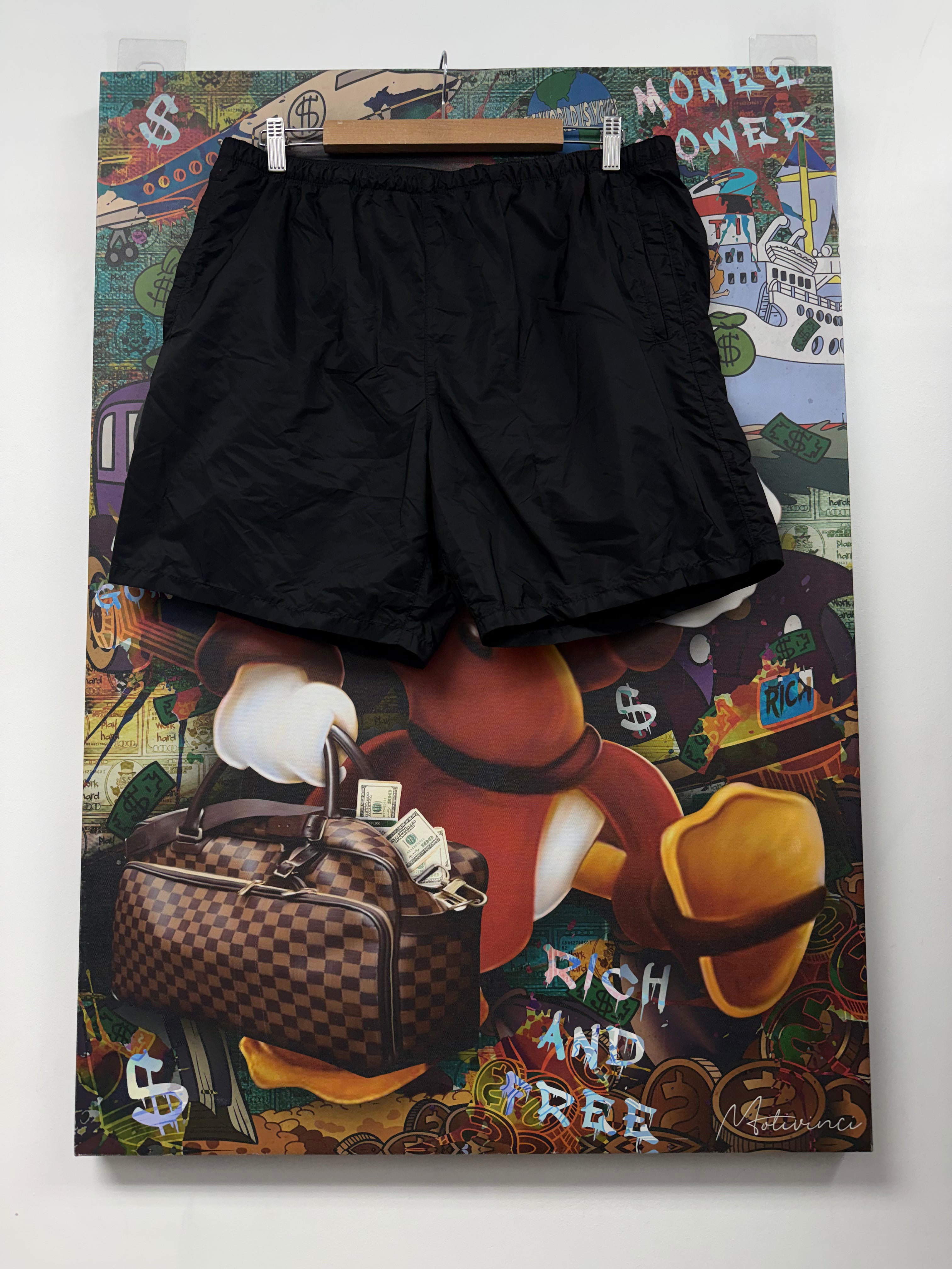 Prada Black Nylon Plaque Shorts