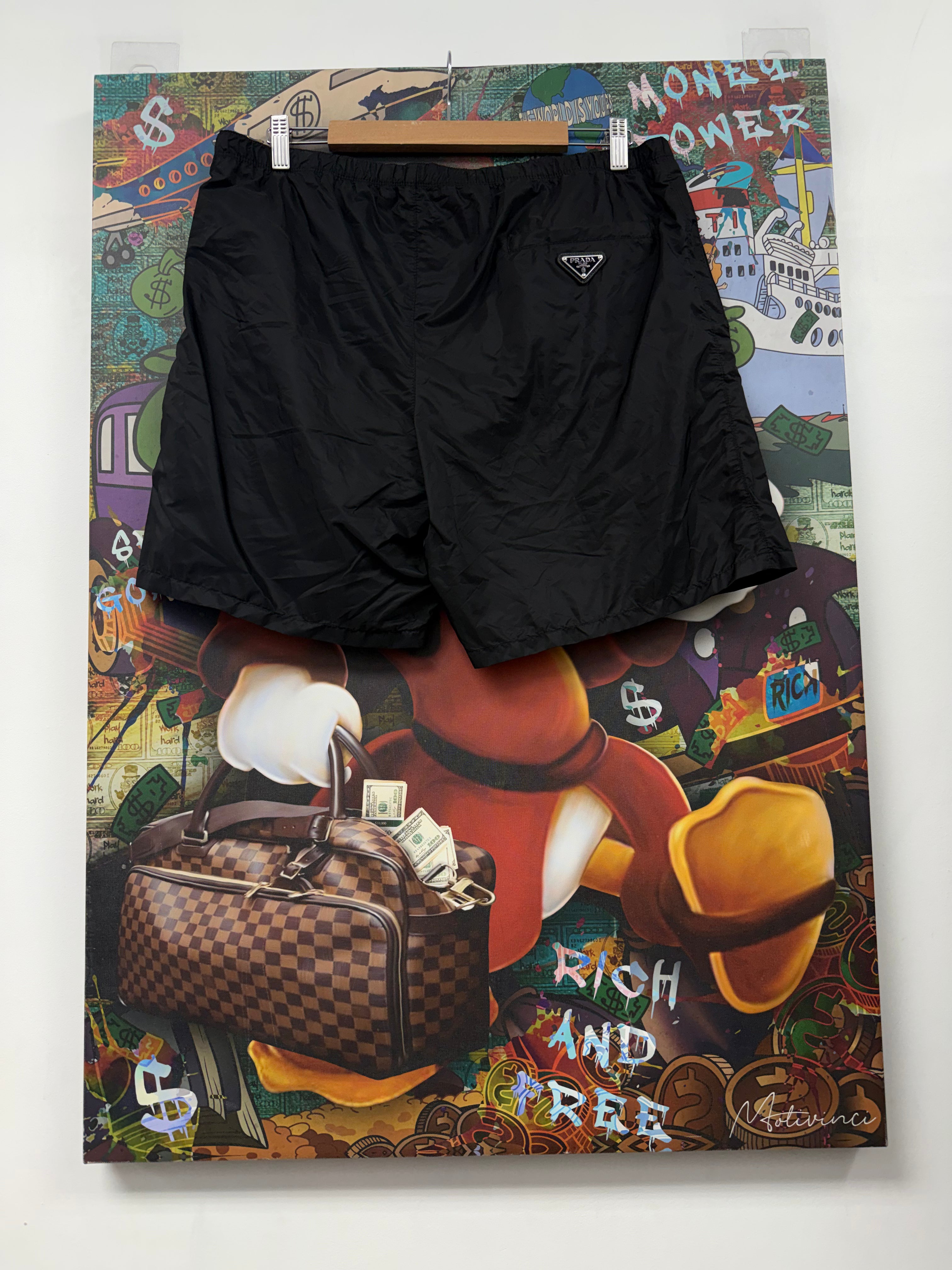 Prada Black Nylon Plaque Shorts