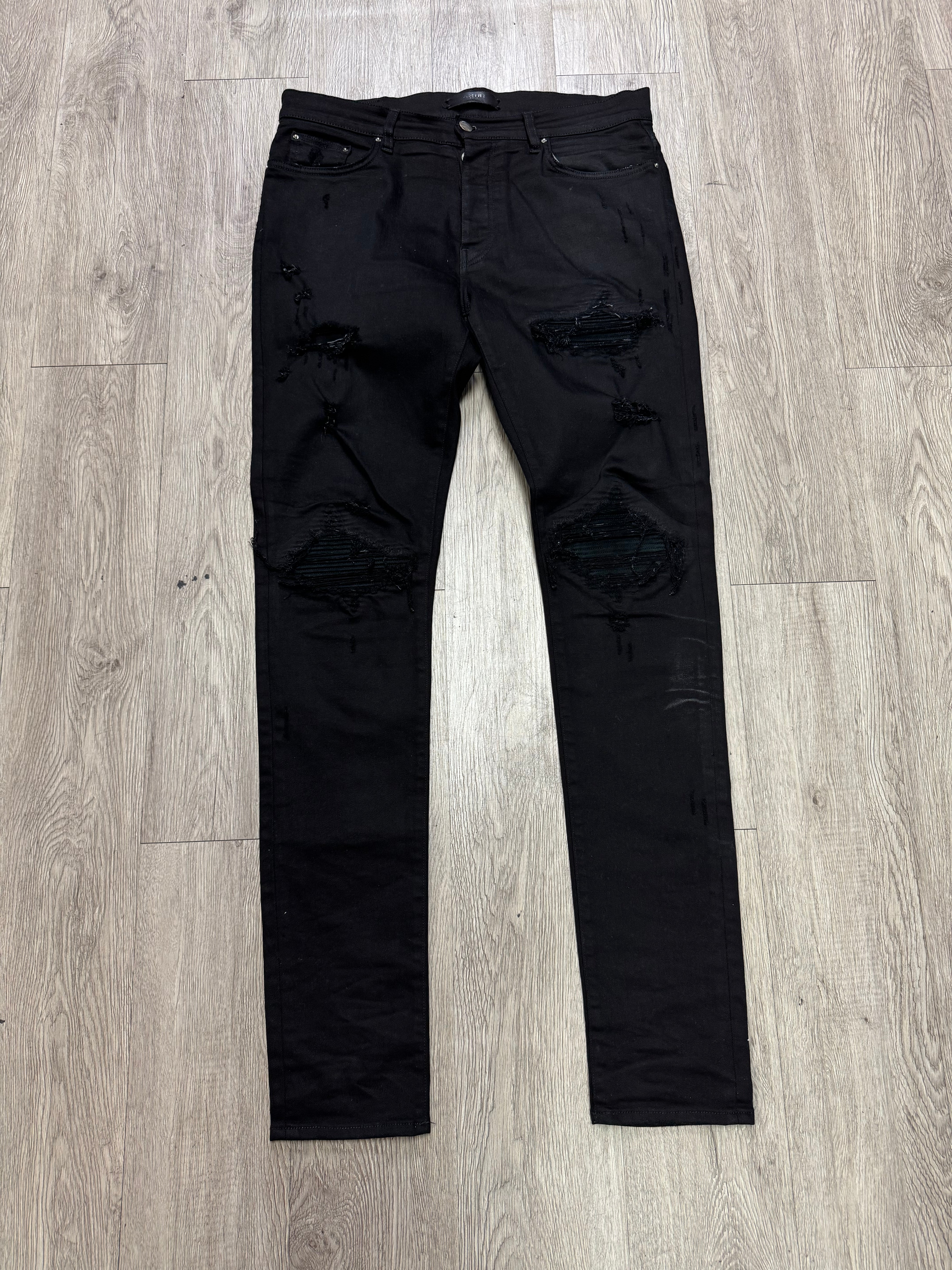 Amiri MX1 Black Black Velour Patch Jeans