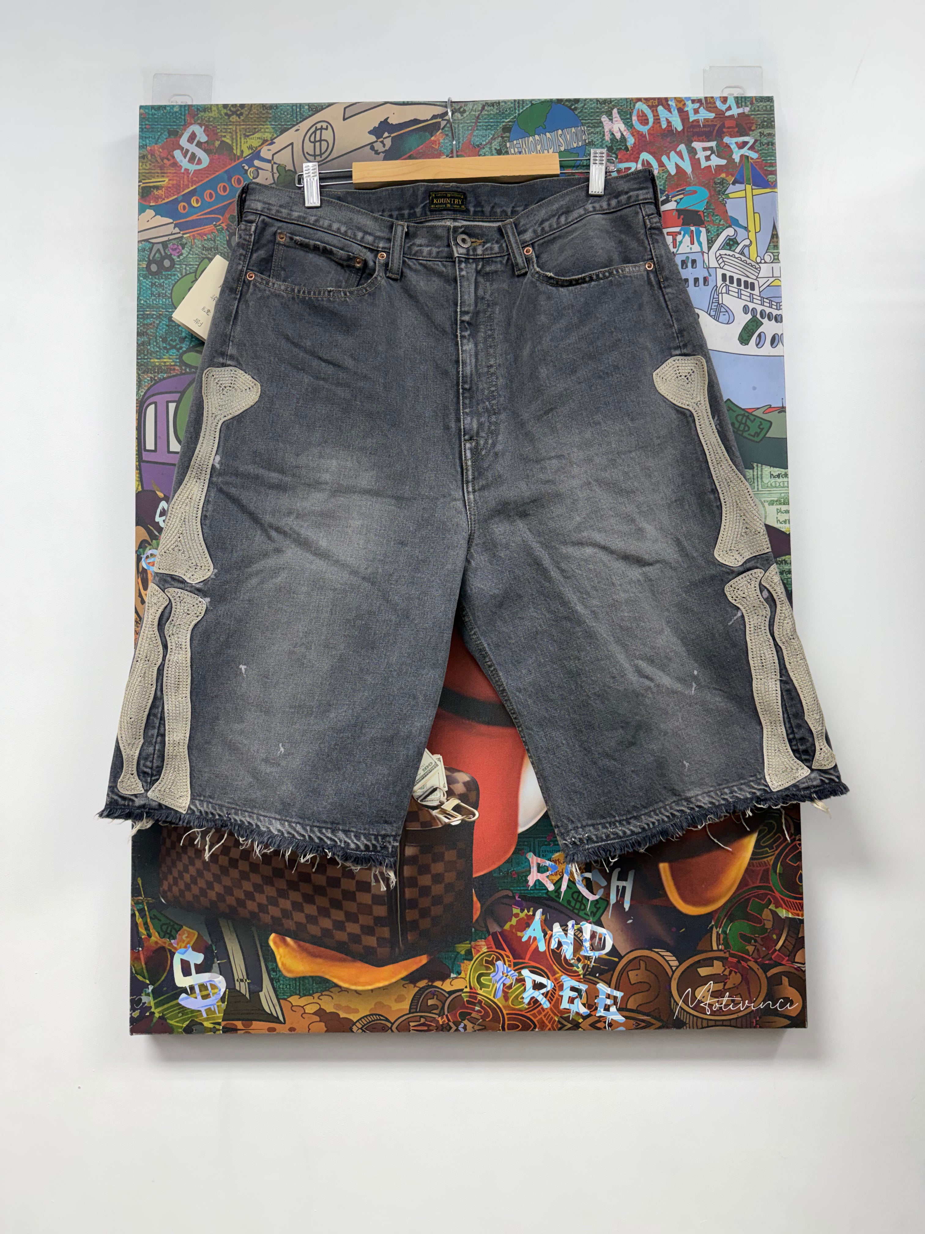 Kapital Black Bone Jean Shorts