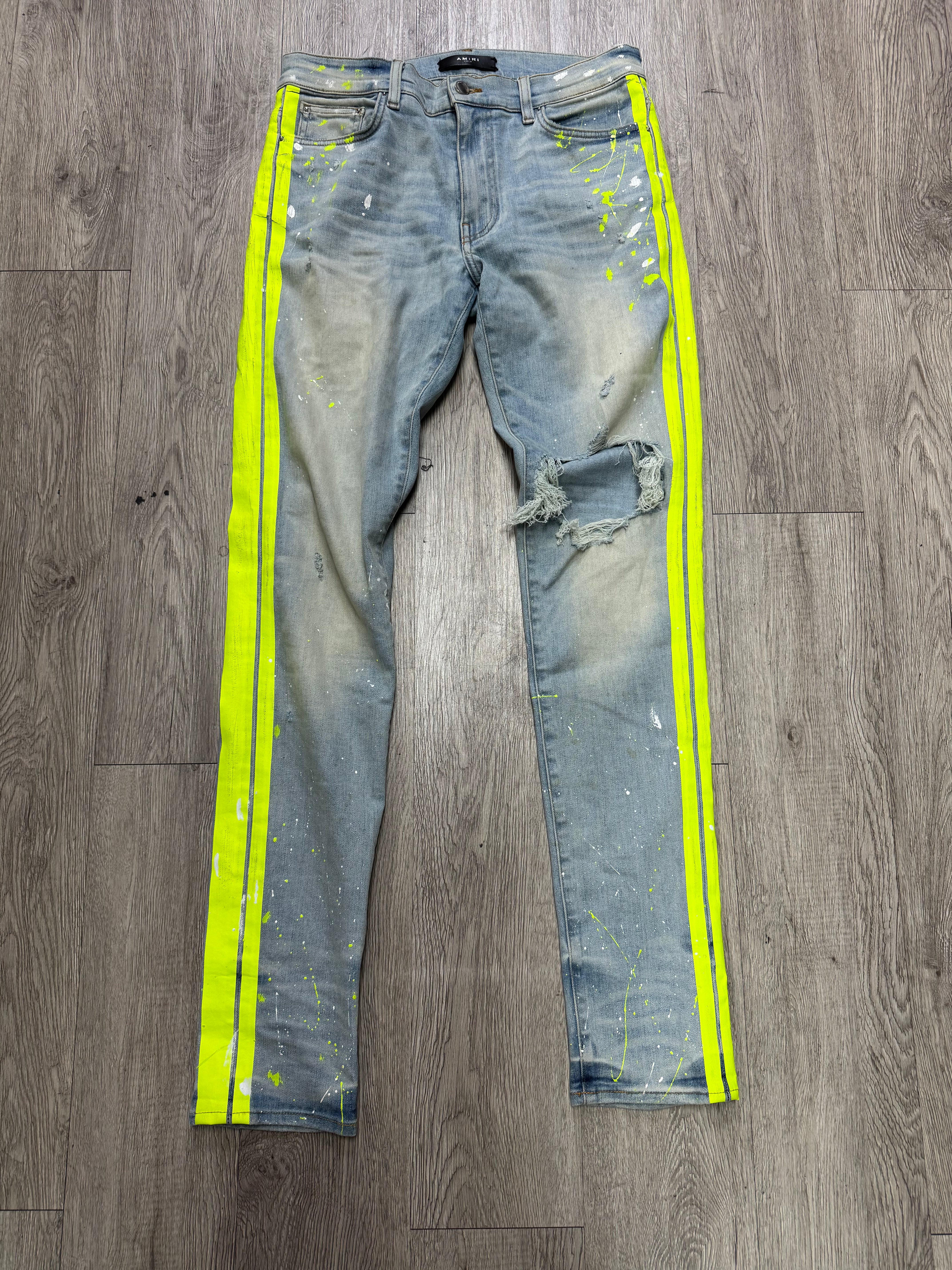 Amiri Light Wash Neon Stripe Jeans