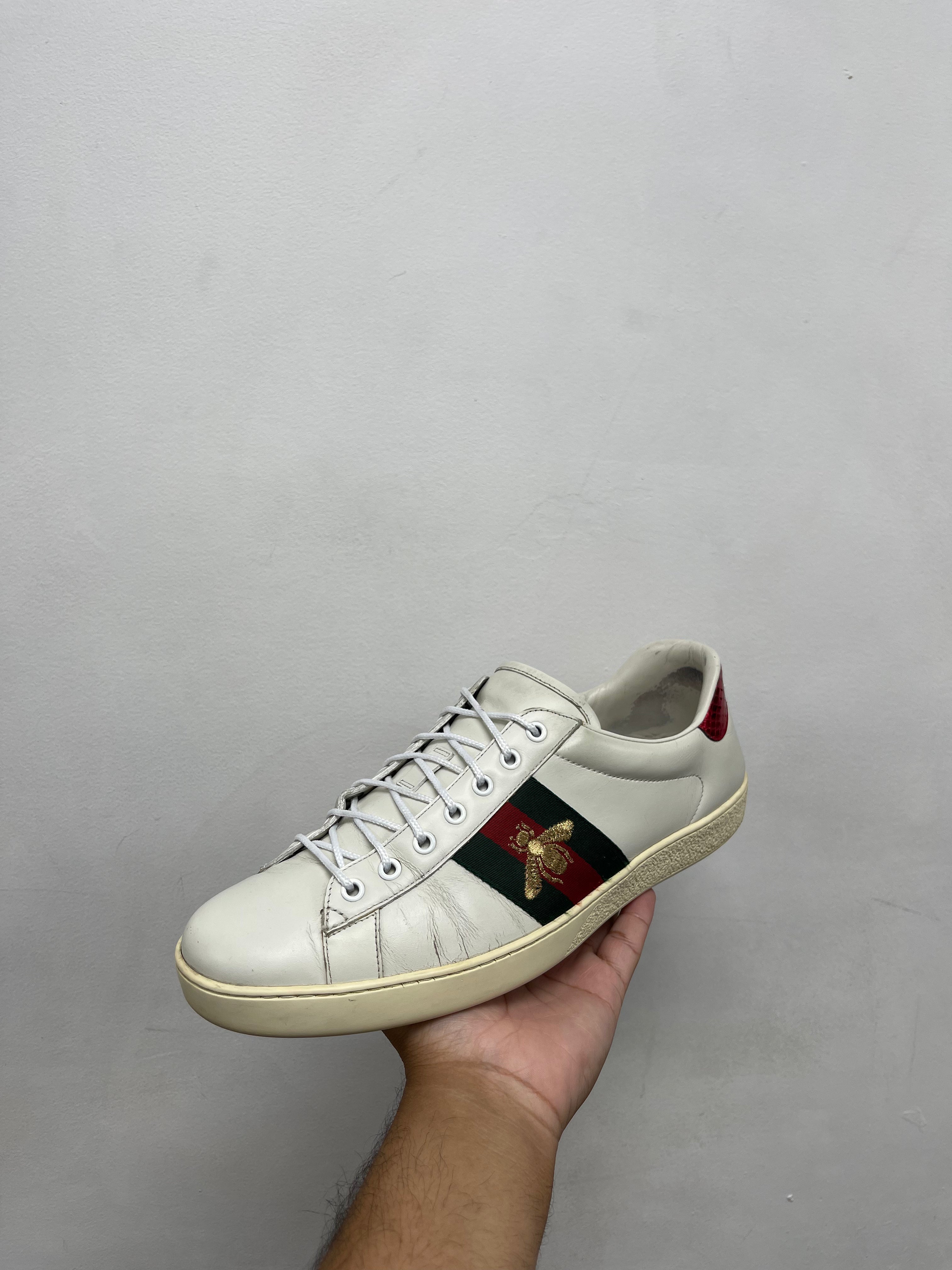 Gucci White Green Ace Sneakers