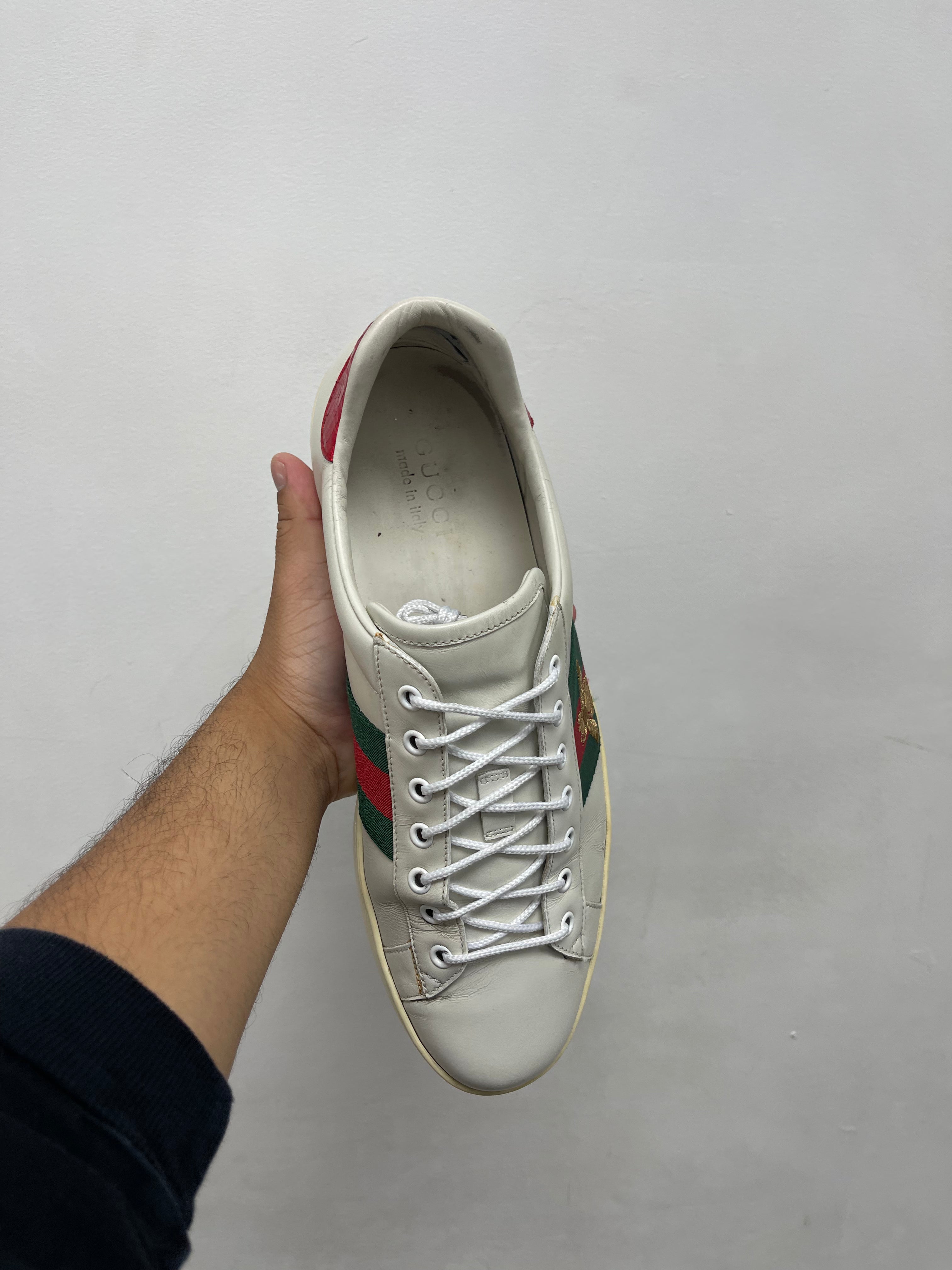 Gucci White Green Ace Sneakers