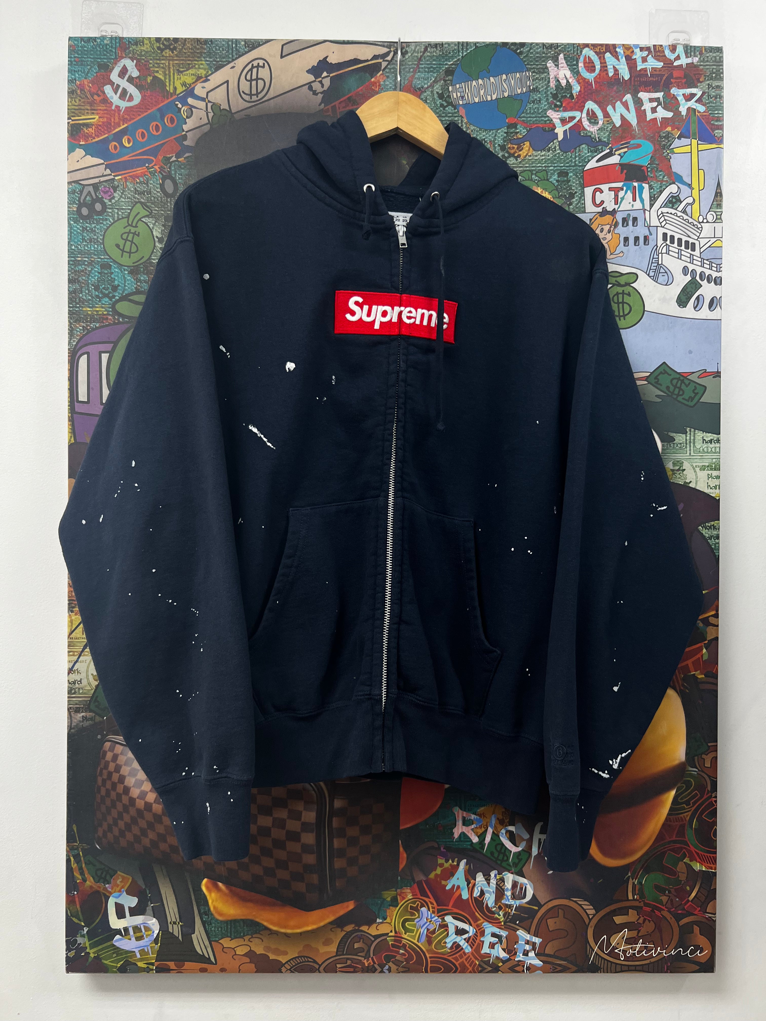 Supreme x MM6 Blue Red Zip Up Hoodie