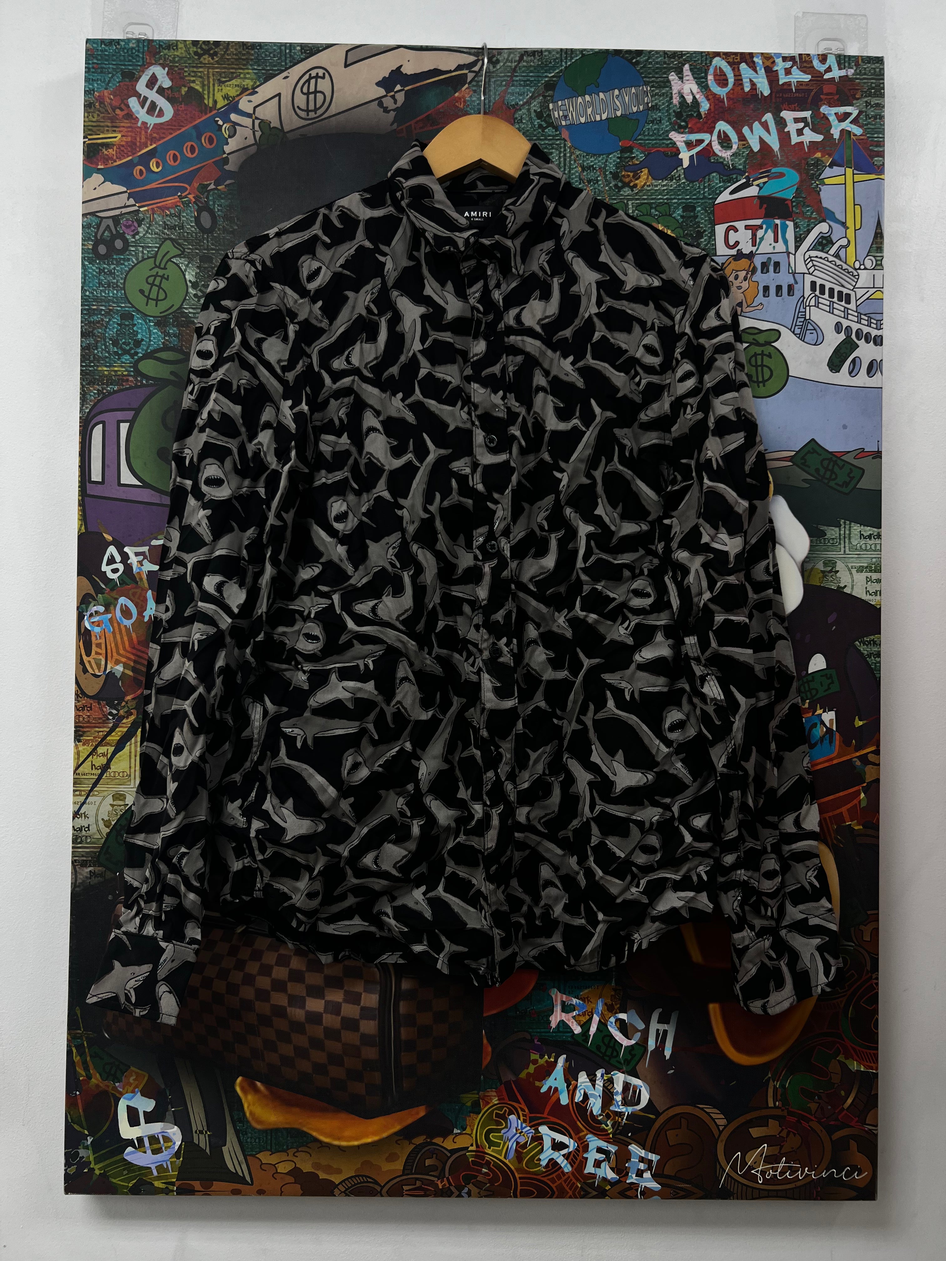 Amiri Black All Over Shark Button Up