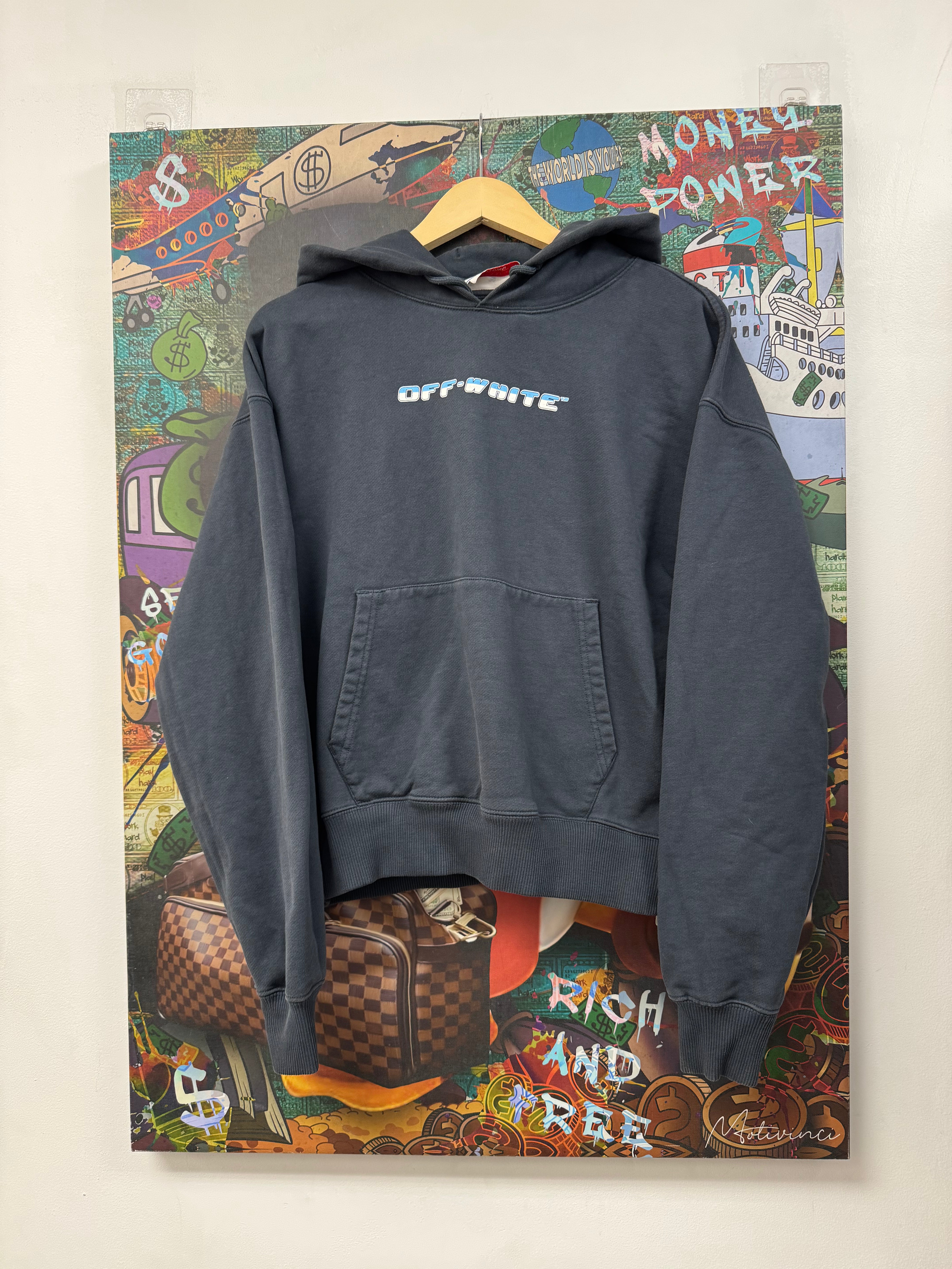Off White Navy White Hoodie