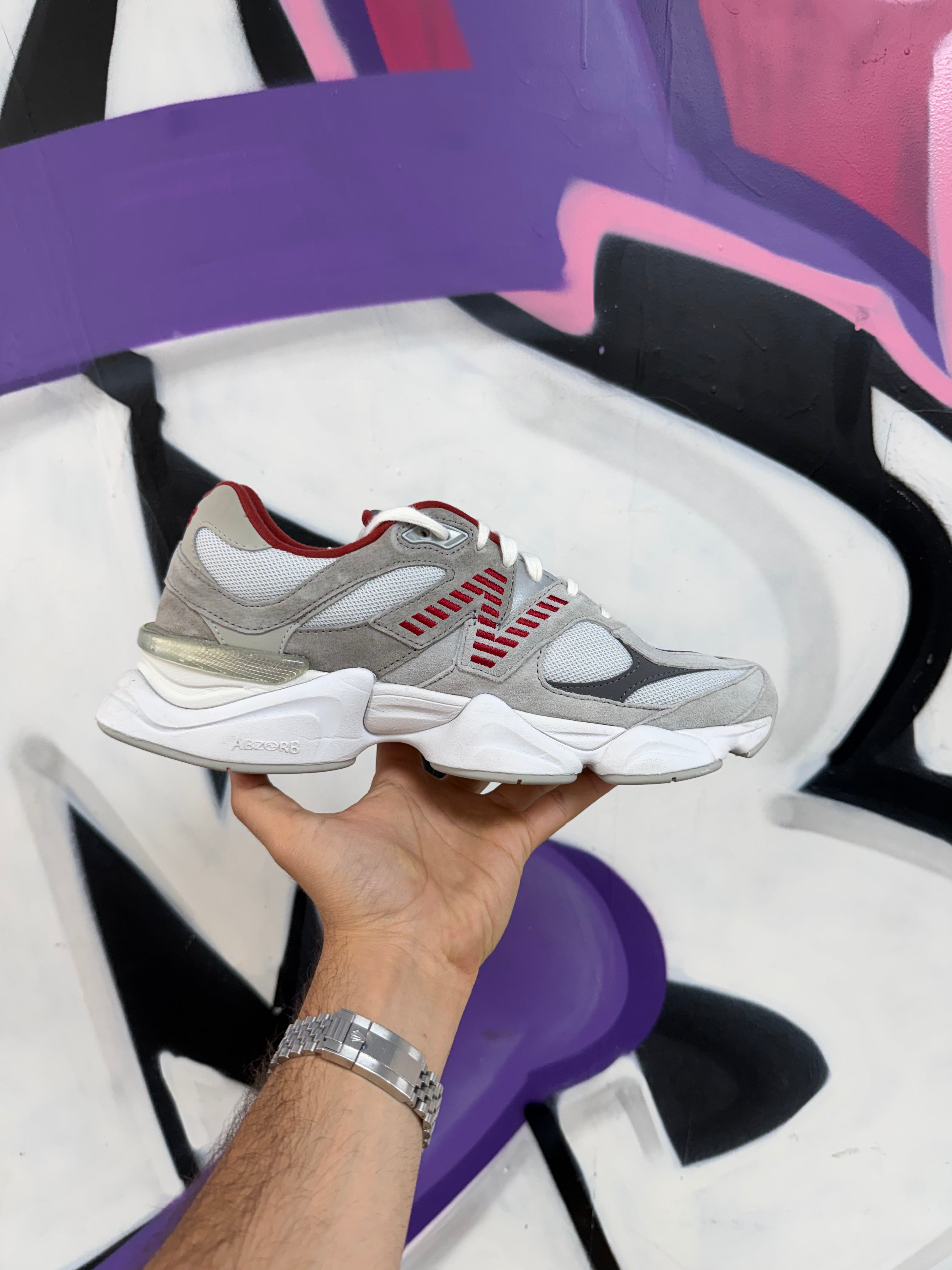 New Balance Grey Red 9060 Sneakers