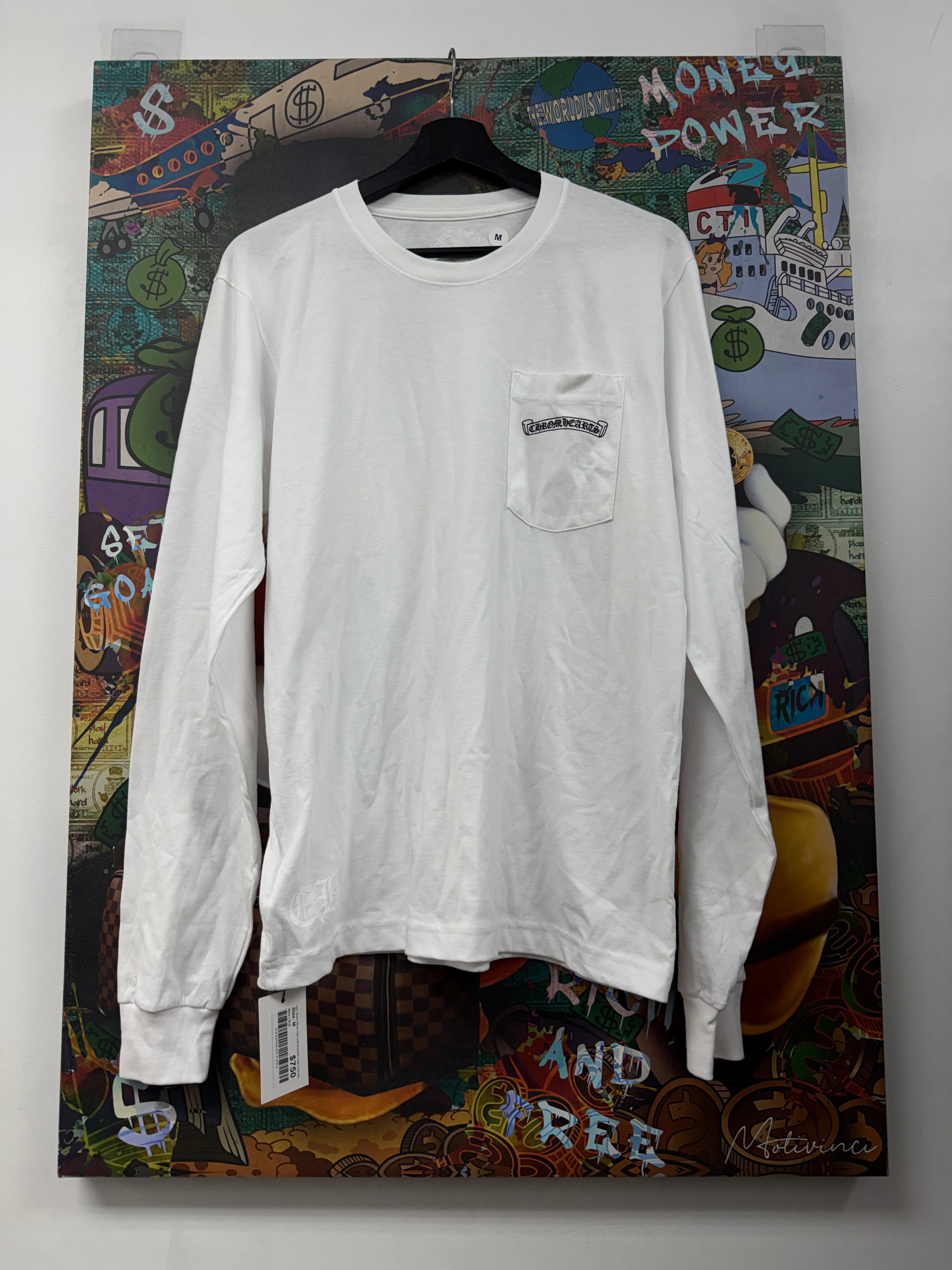 Chrome  Hearts White T-Bar USA Shoulder Logo Long Sleeve