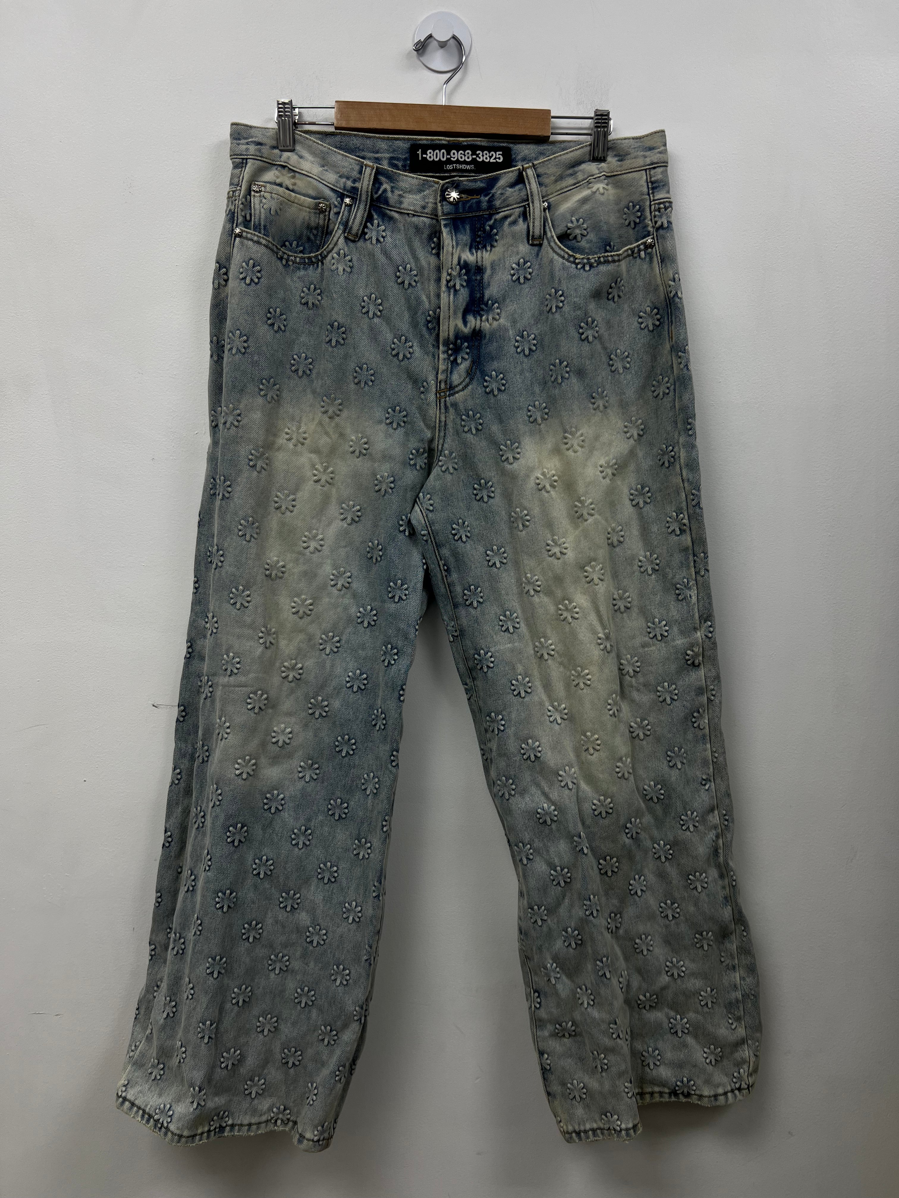 LOSTSHDWS Light Wash Embossed Jeans