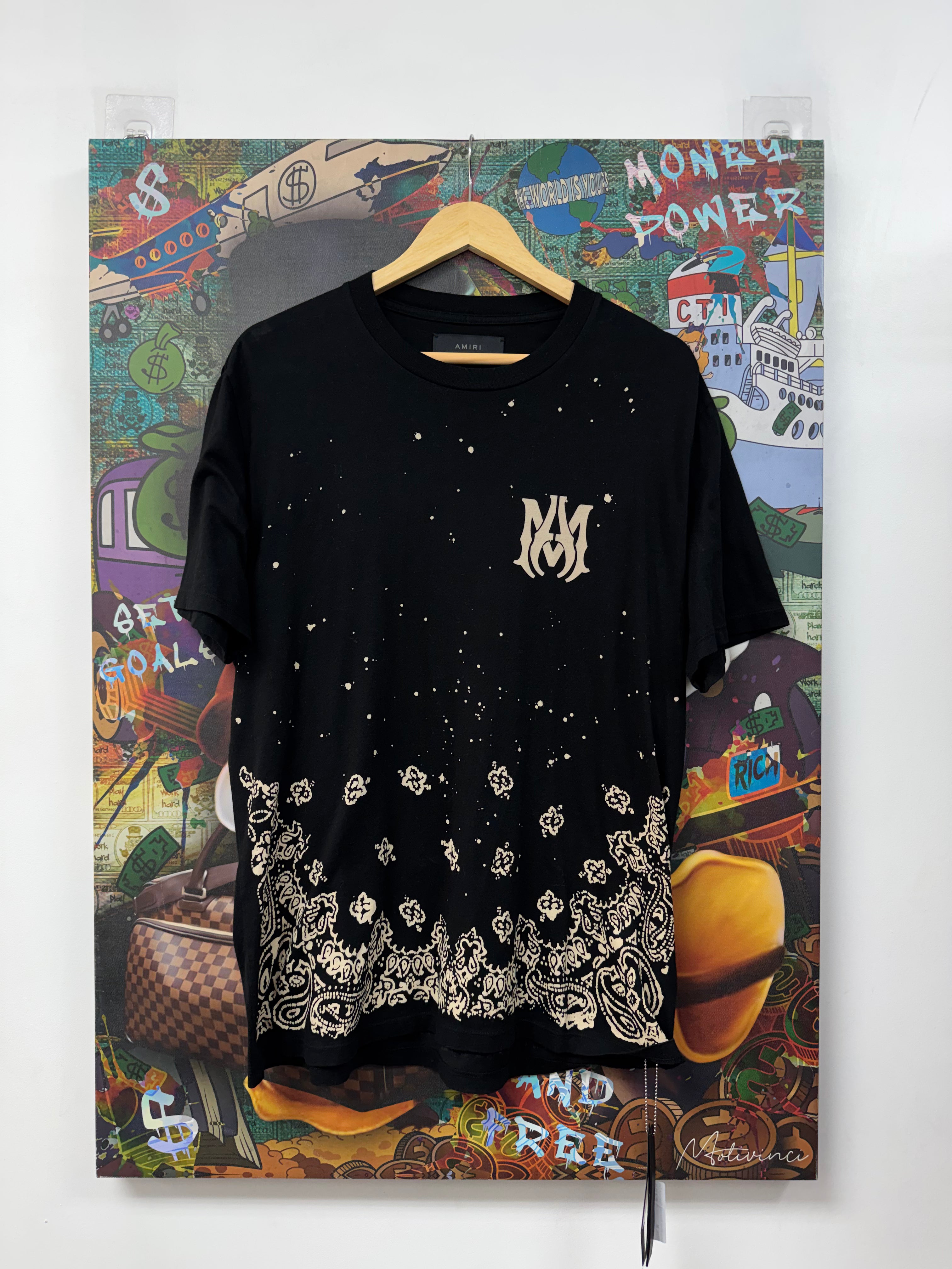 Amiri Black Bleached Bandana Tee