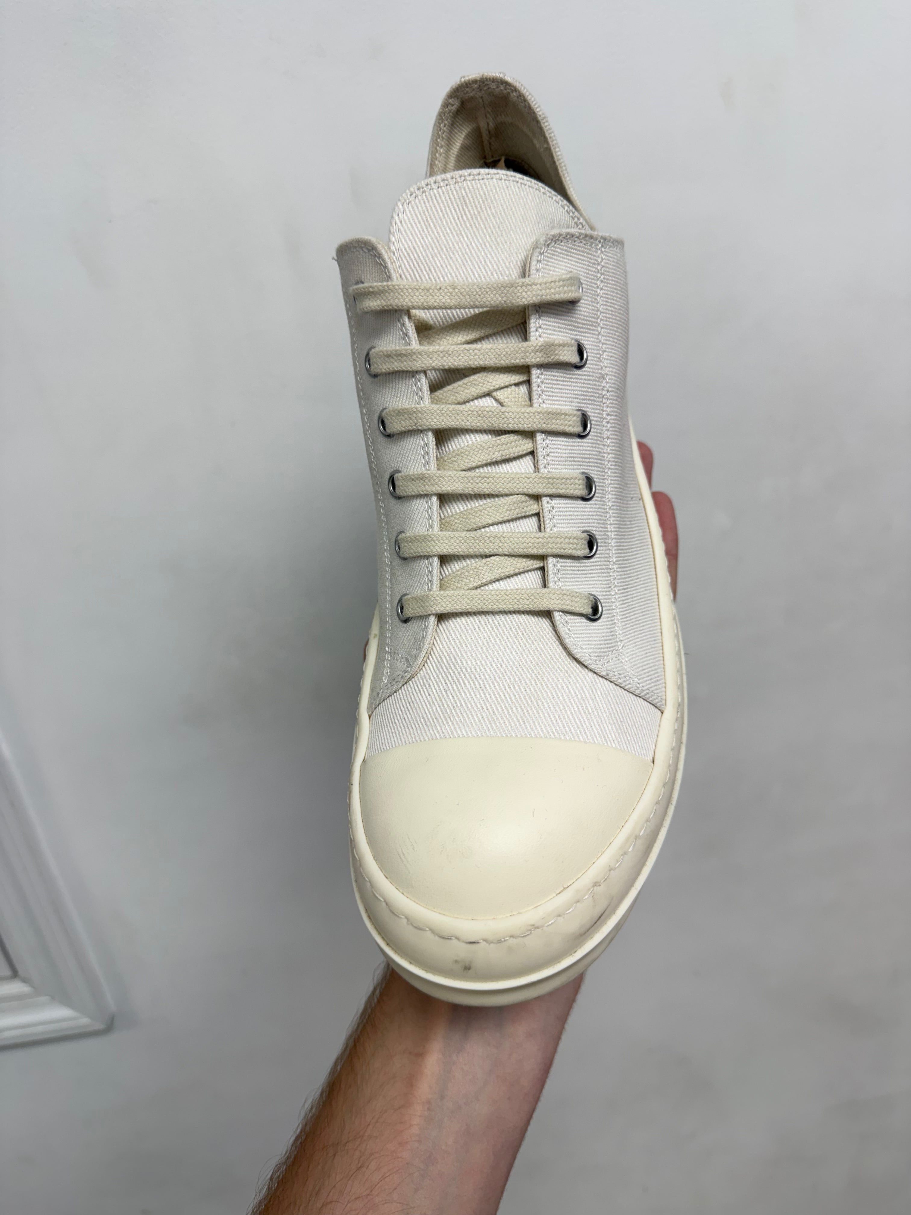 Rick Owens Cream Milk Ramone Low Sneakers