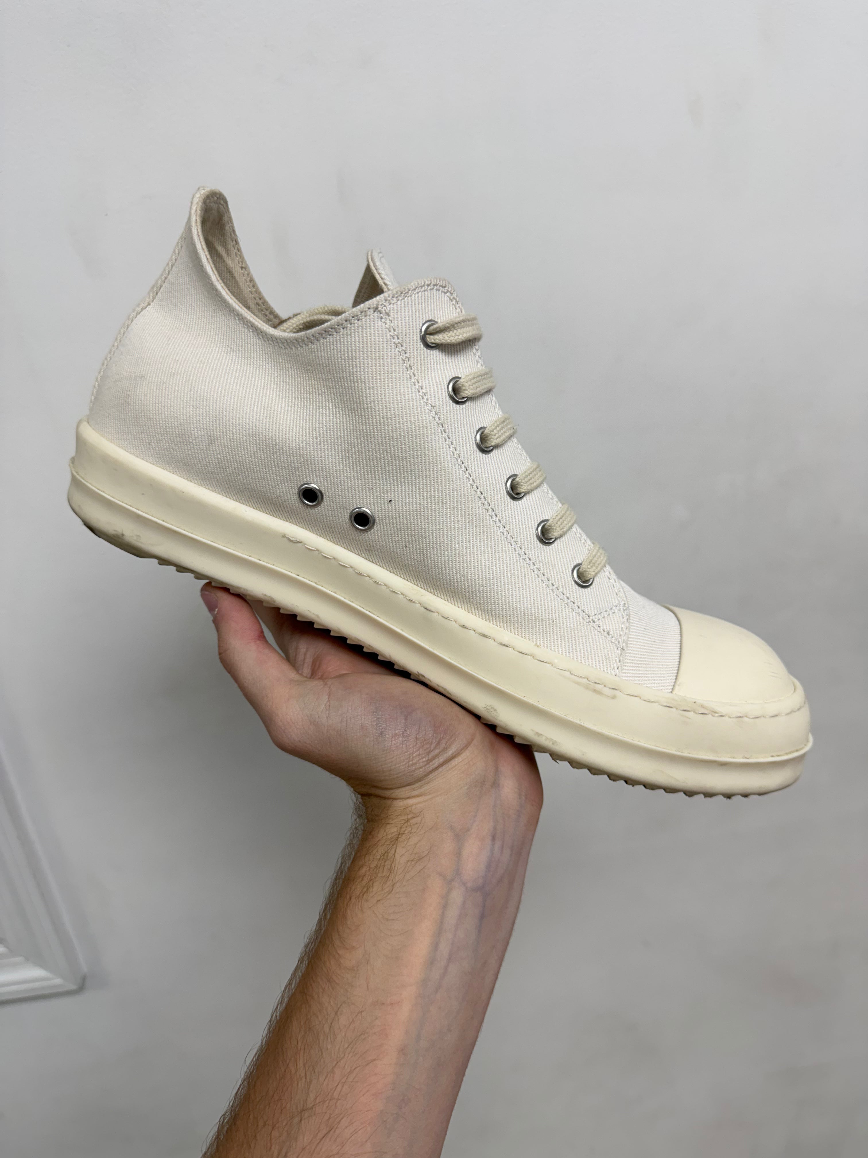 Rick Owens Cream Milk Ramone Low Sneakers