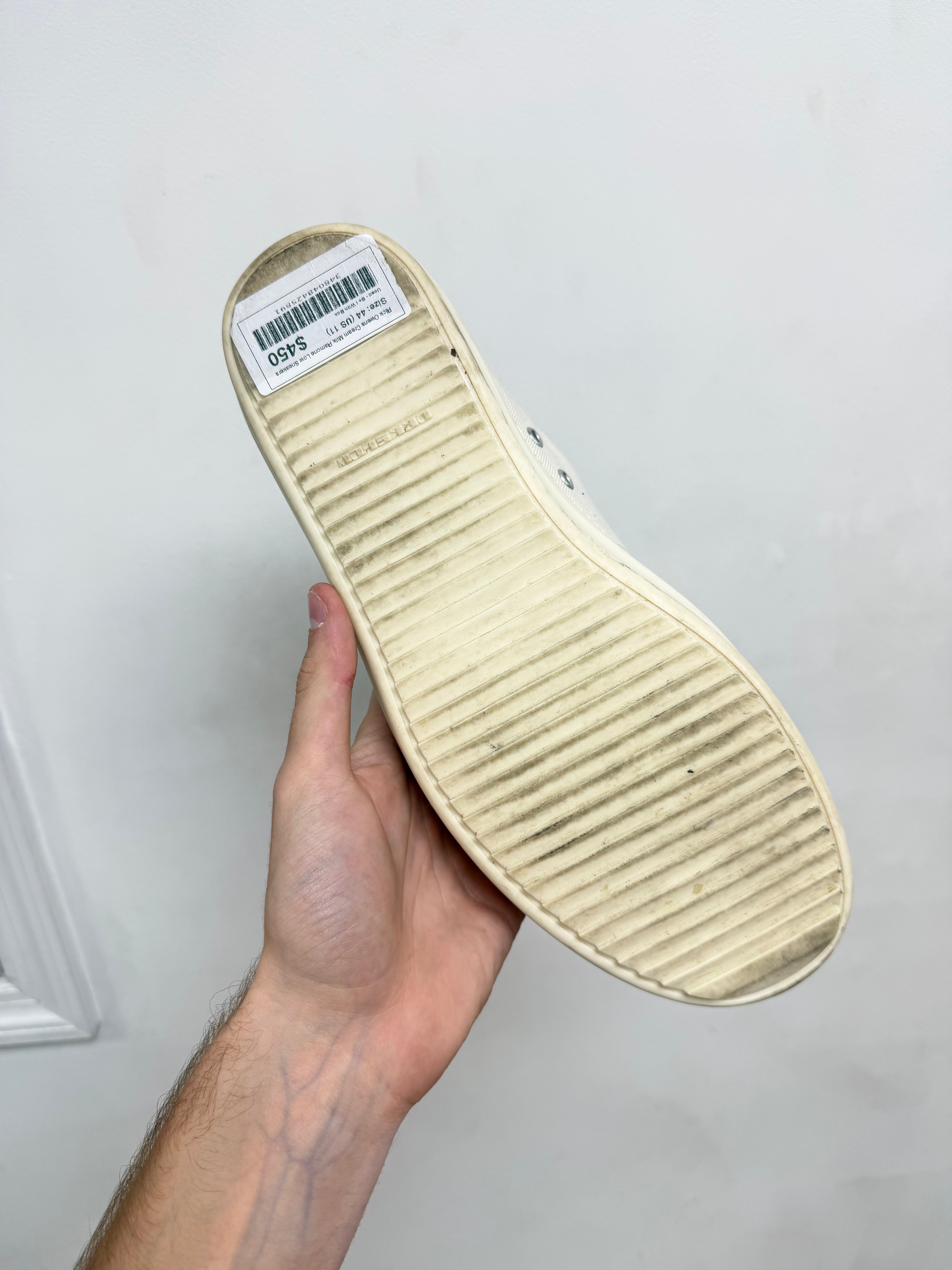 Rick Owens Cream Milk Ramone Low Sneakers