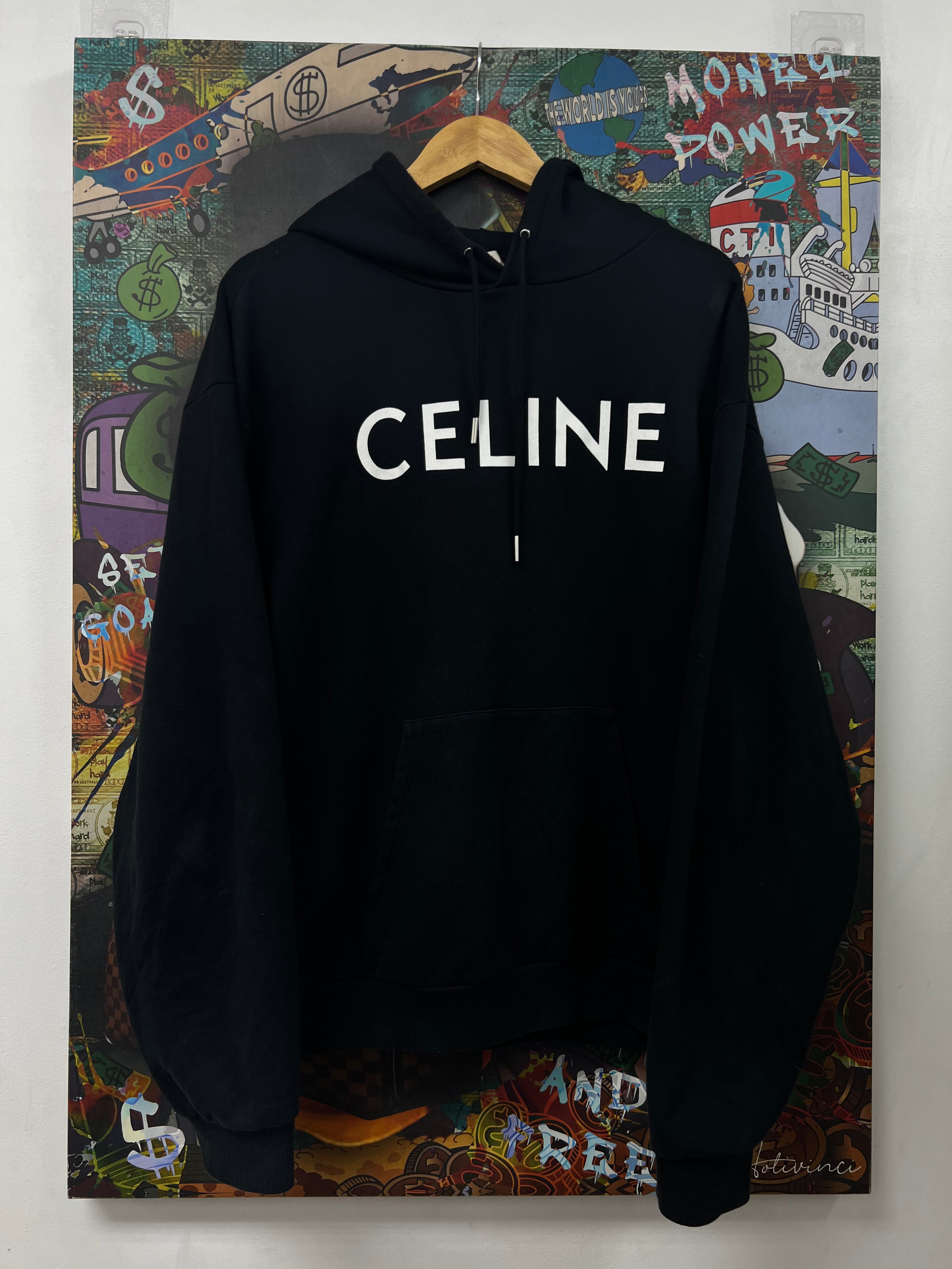 Celine Black White Logo Hoodie