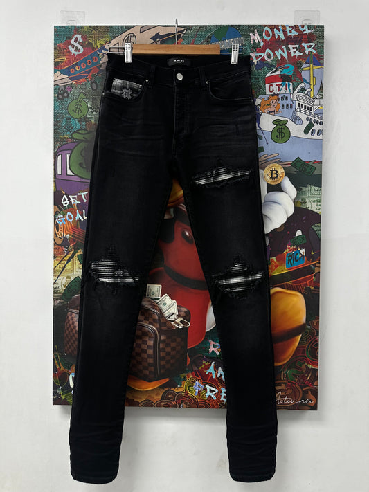 Amiri MX1 Black MA Quad Plaid New 30 With Tags