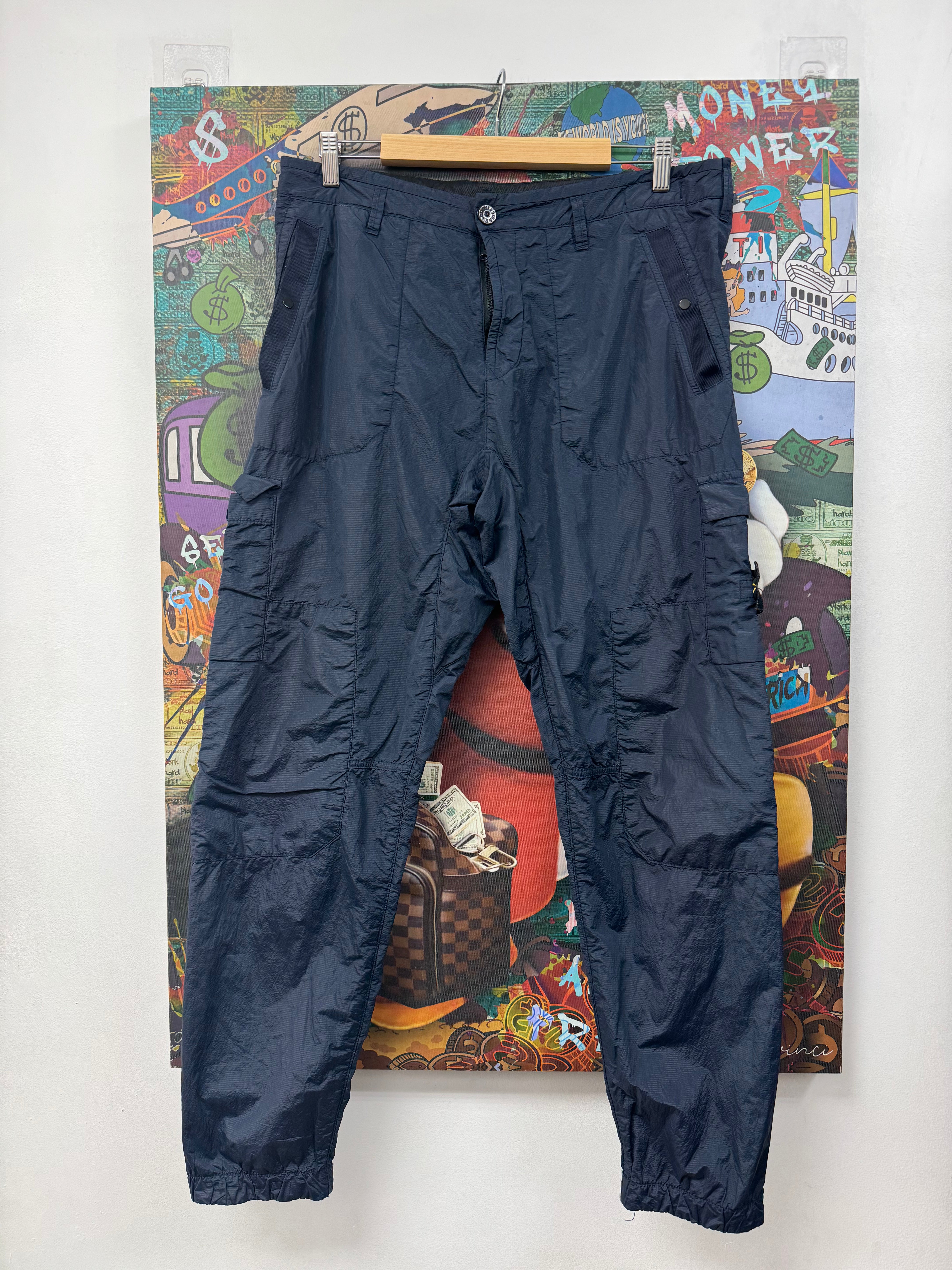 Stone Island Navy Nylon Grid Cargo Pants