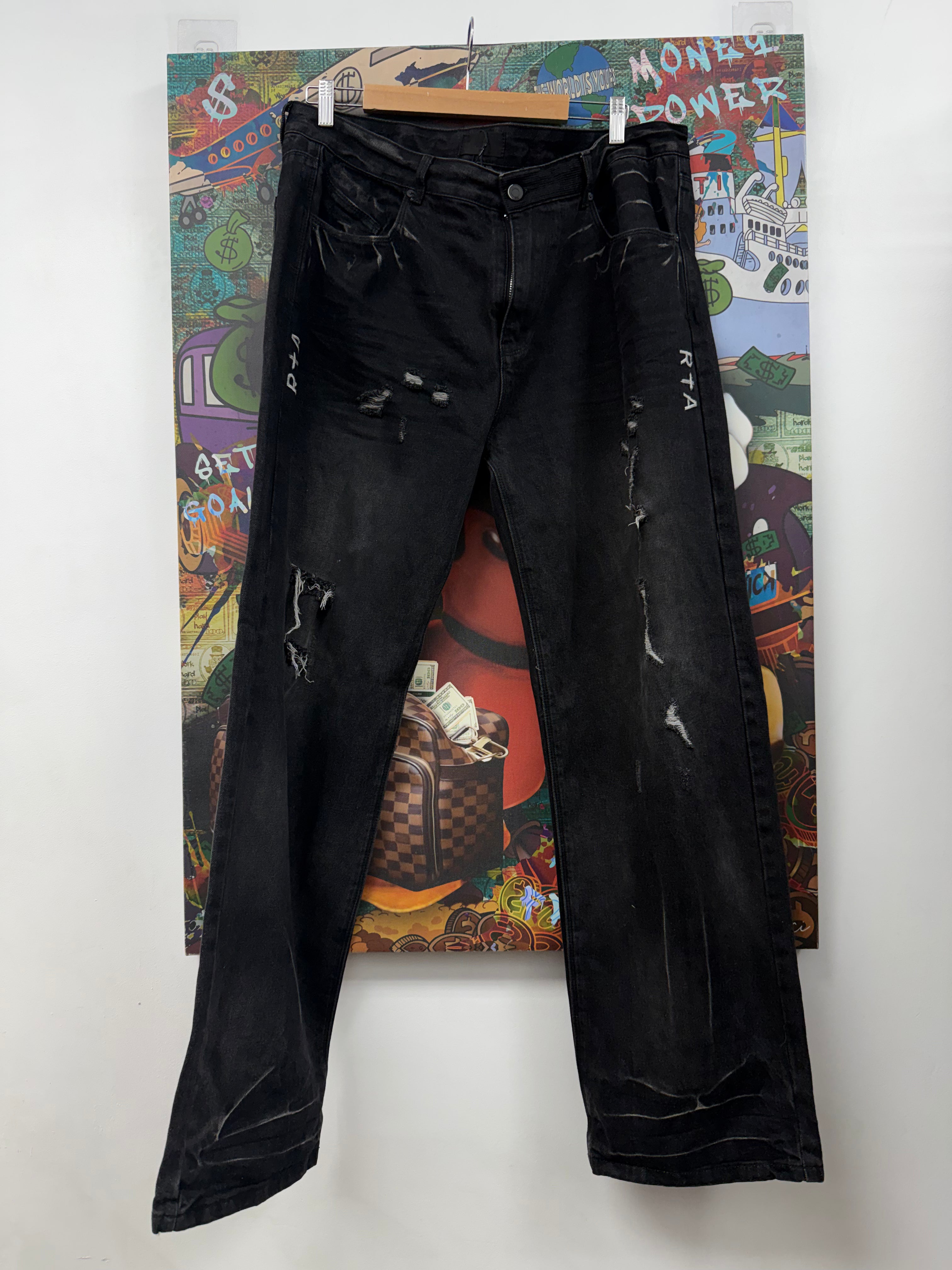 RTA Black Wash Straight Leg Jeans