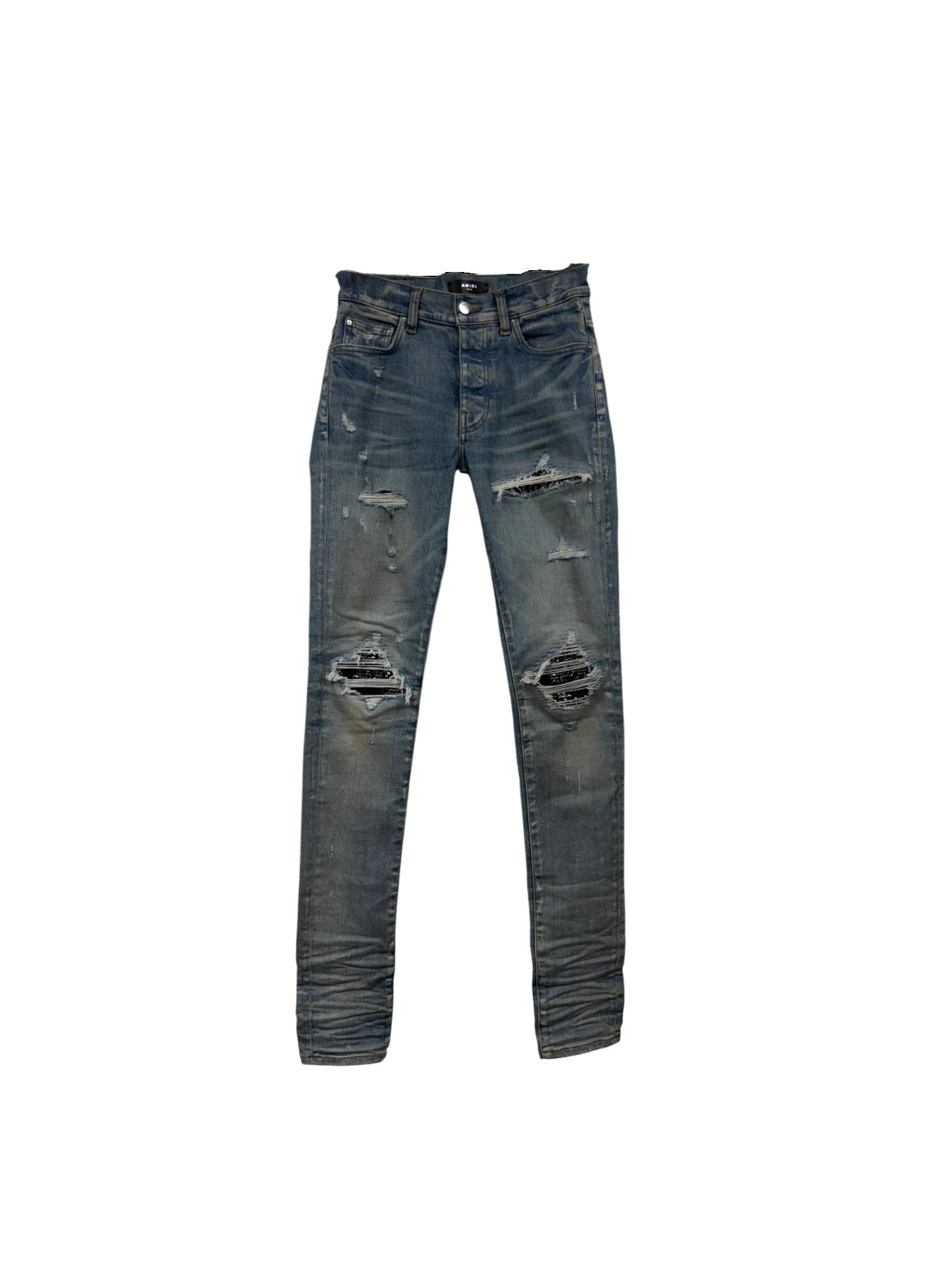 Amiri "MX1" Paisley Light Wash & Black Jeans