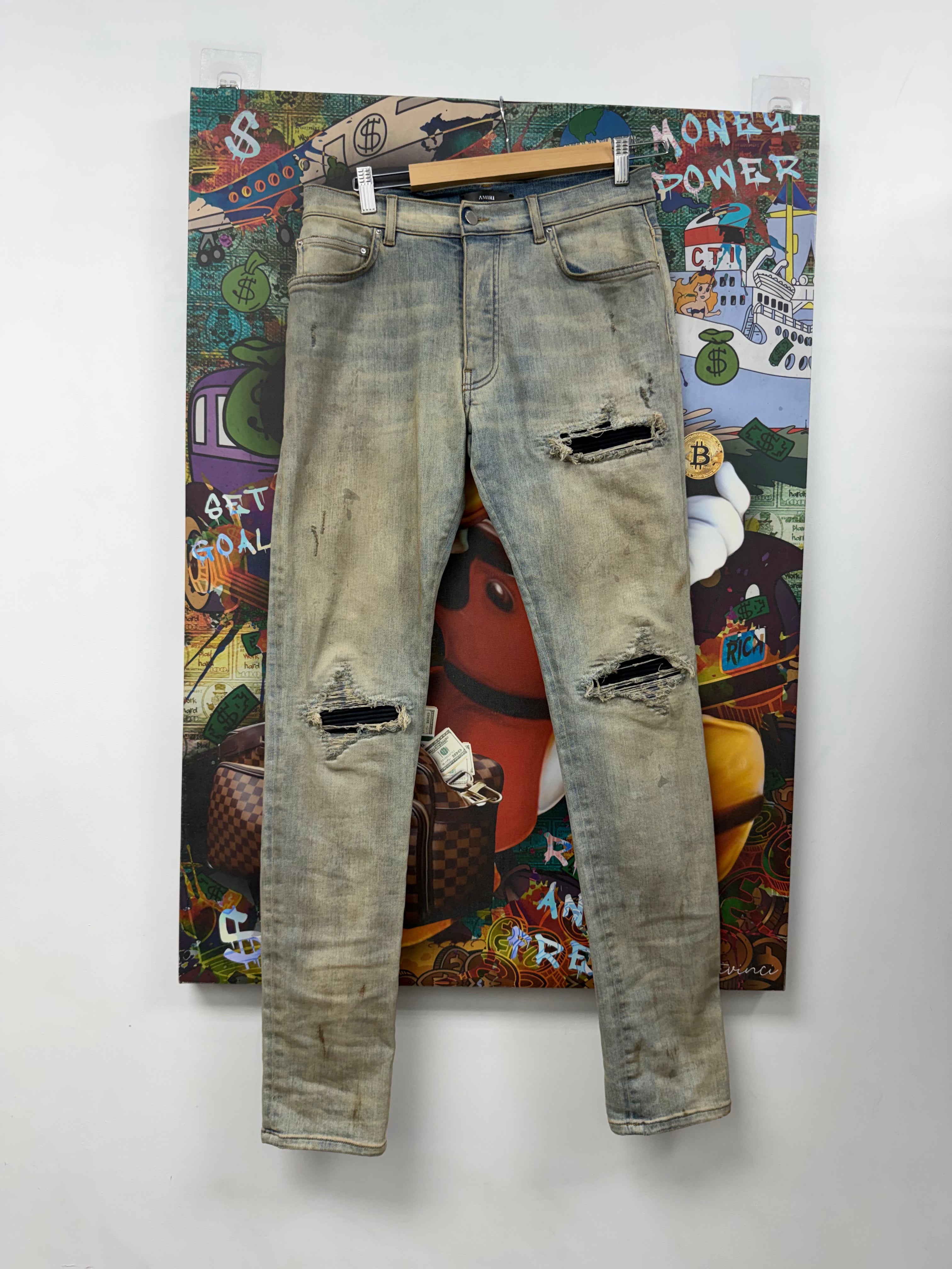 Amiri MX1 Perfect Antique Navy Suede Patch Jeans
