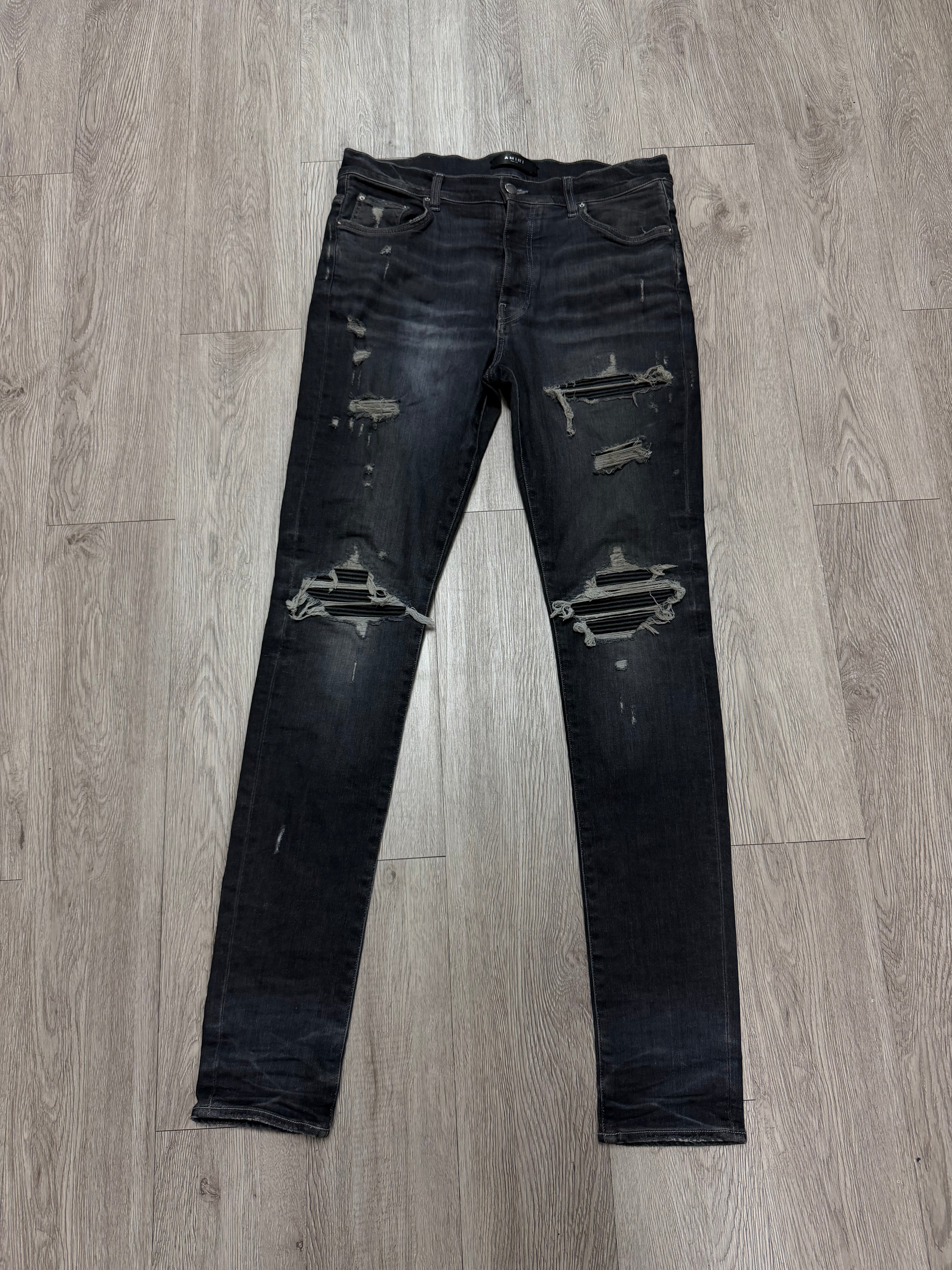 Amiri MX1 Grey Black Patch Jeans