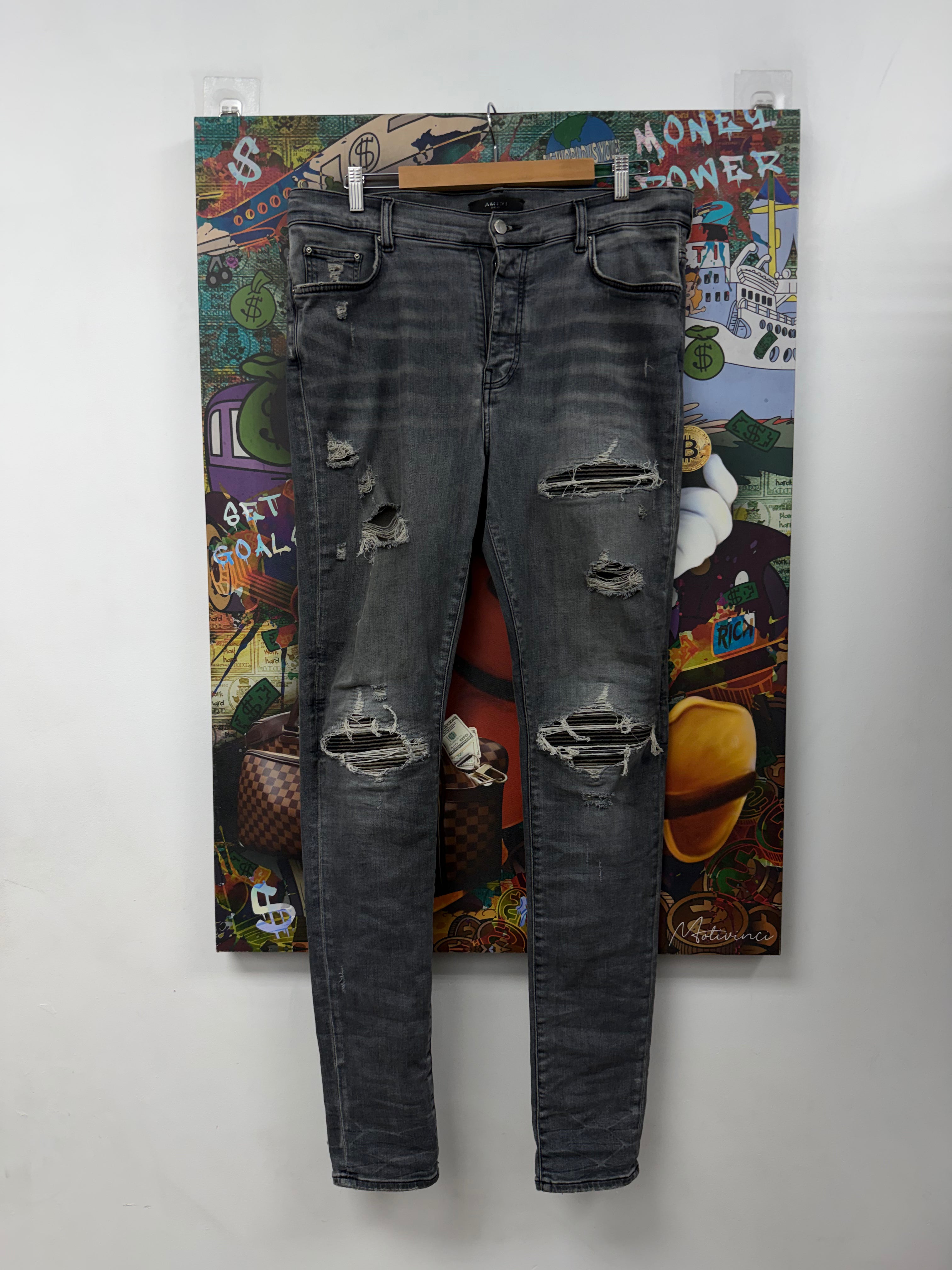 Amiri MX1 Grey Camo Patch Jeans