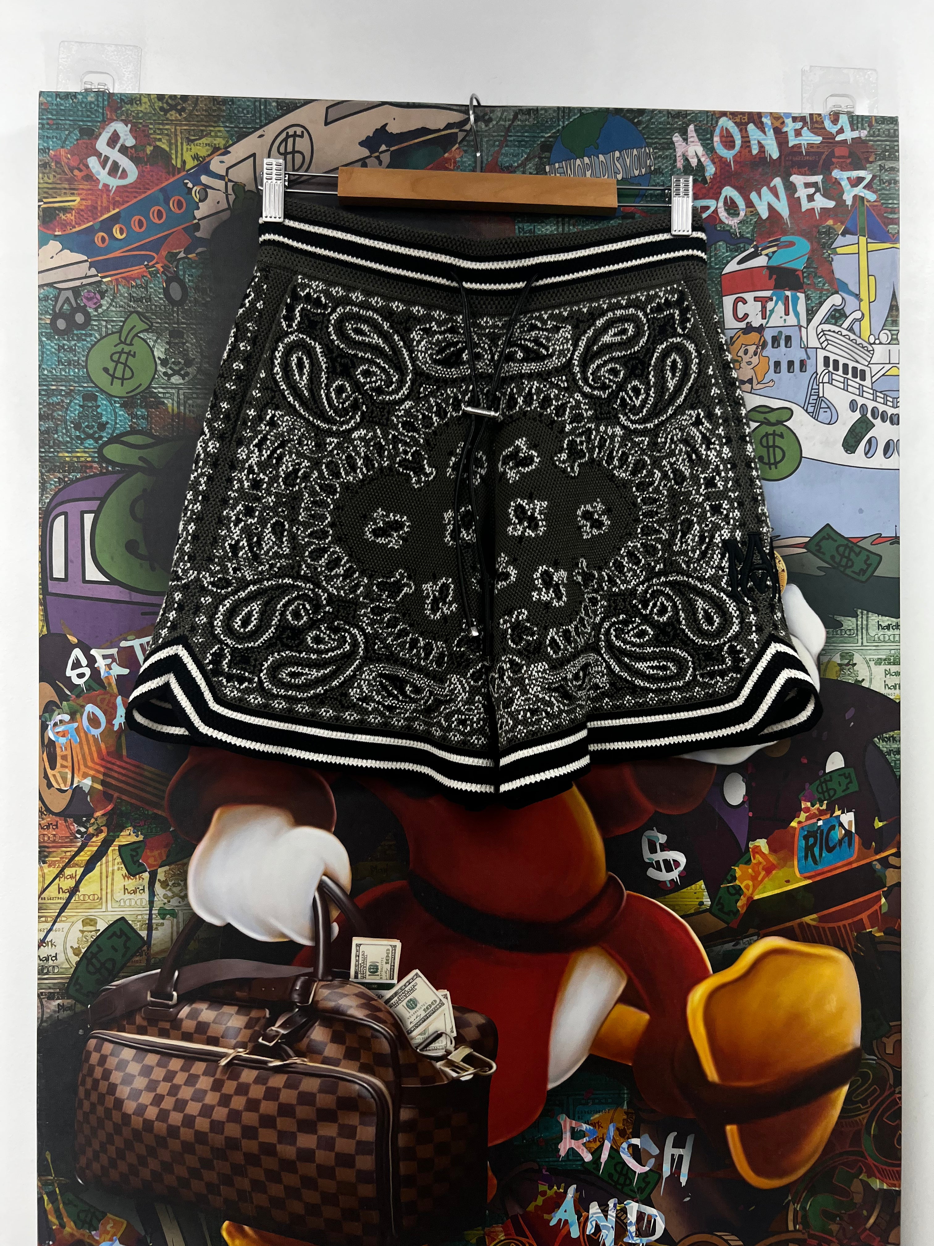Amiri Olive Black MA Bandana B-Ball Shorts