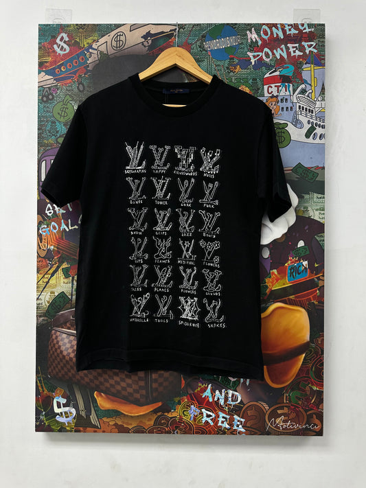 LV Tee Cartoons Jacquard Black Large Used