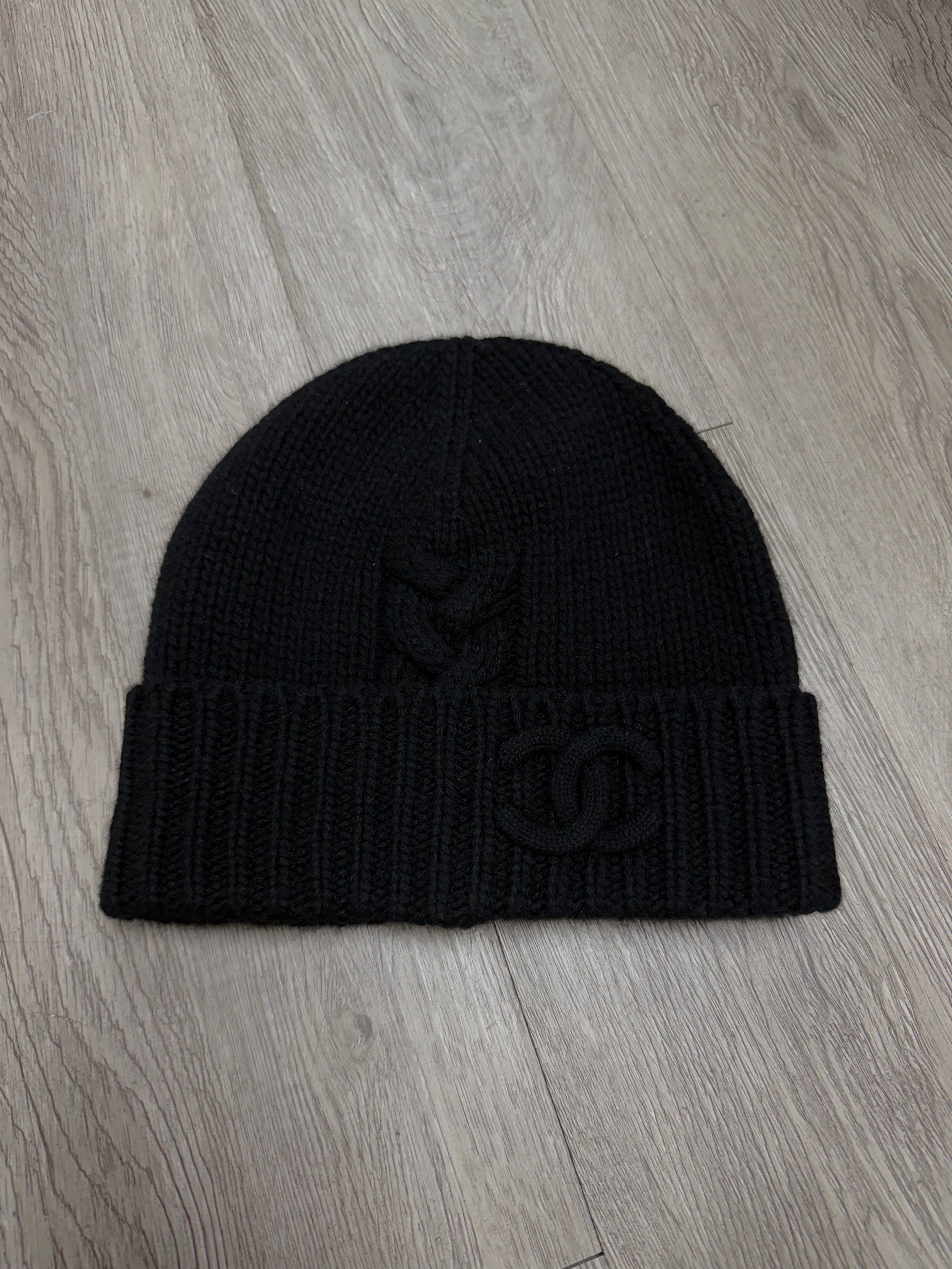 Chanel Black Black CC Cashmere Beanie
