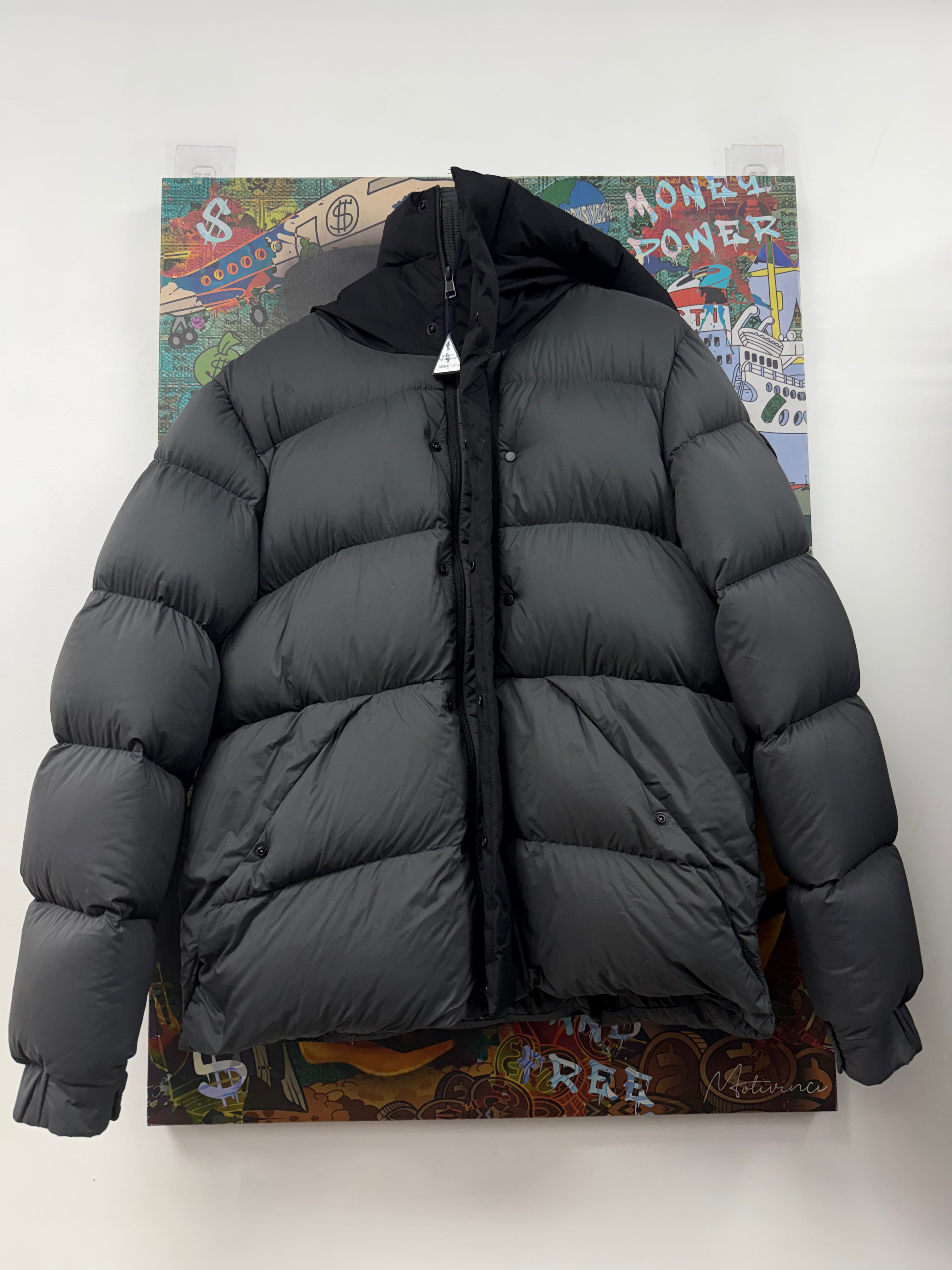 Moncler Grey Black Madeira Puffer Jacket