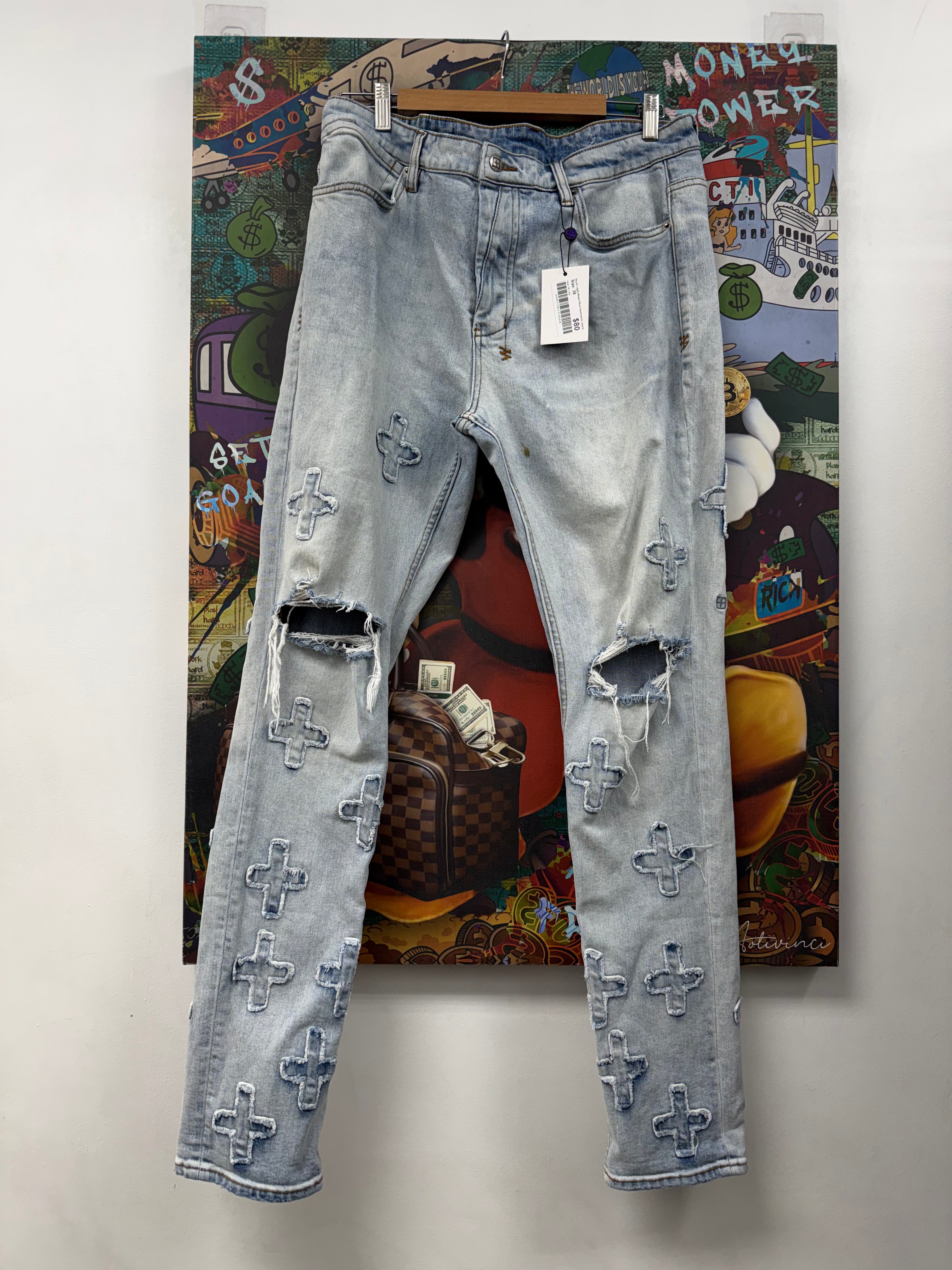 Ksubi Light Wash Plus Patchwork Jeans