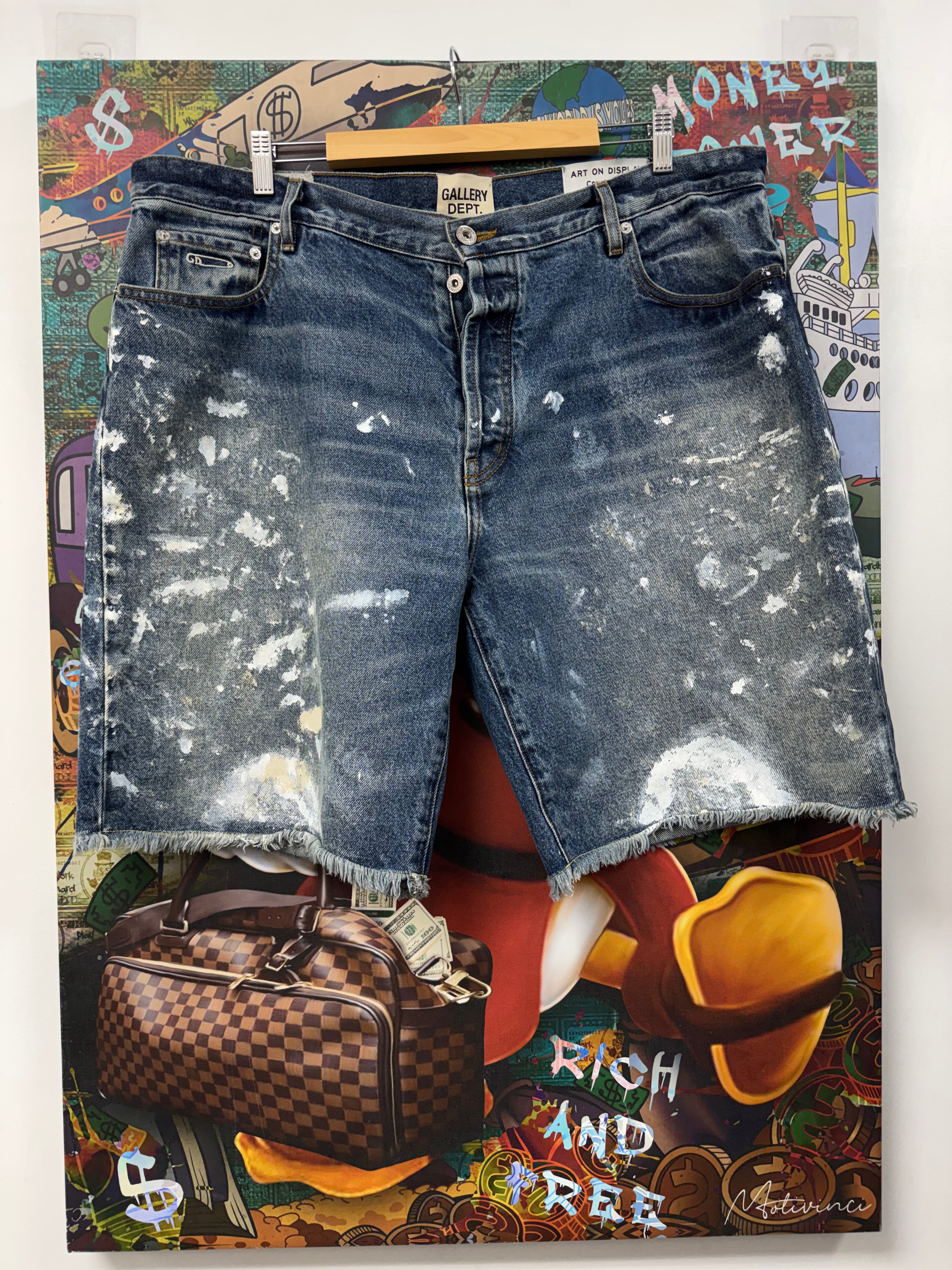 Gallery Dept Dark Wash Paint Splatter Jean Shorts