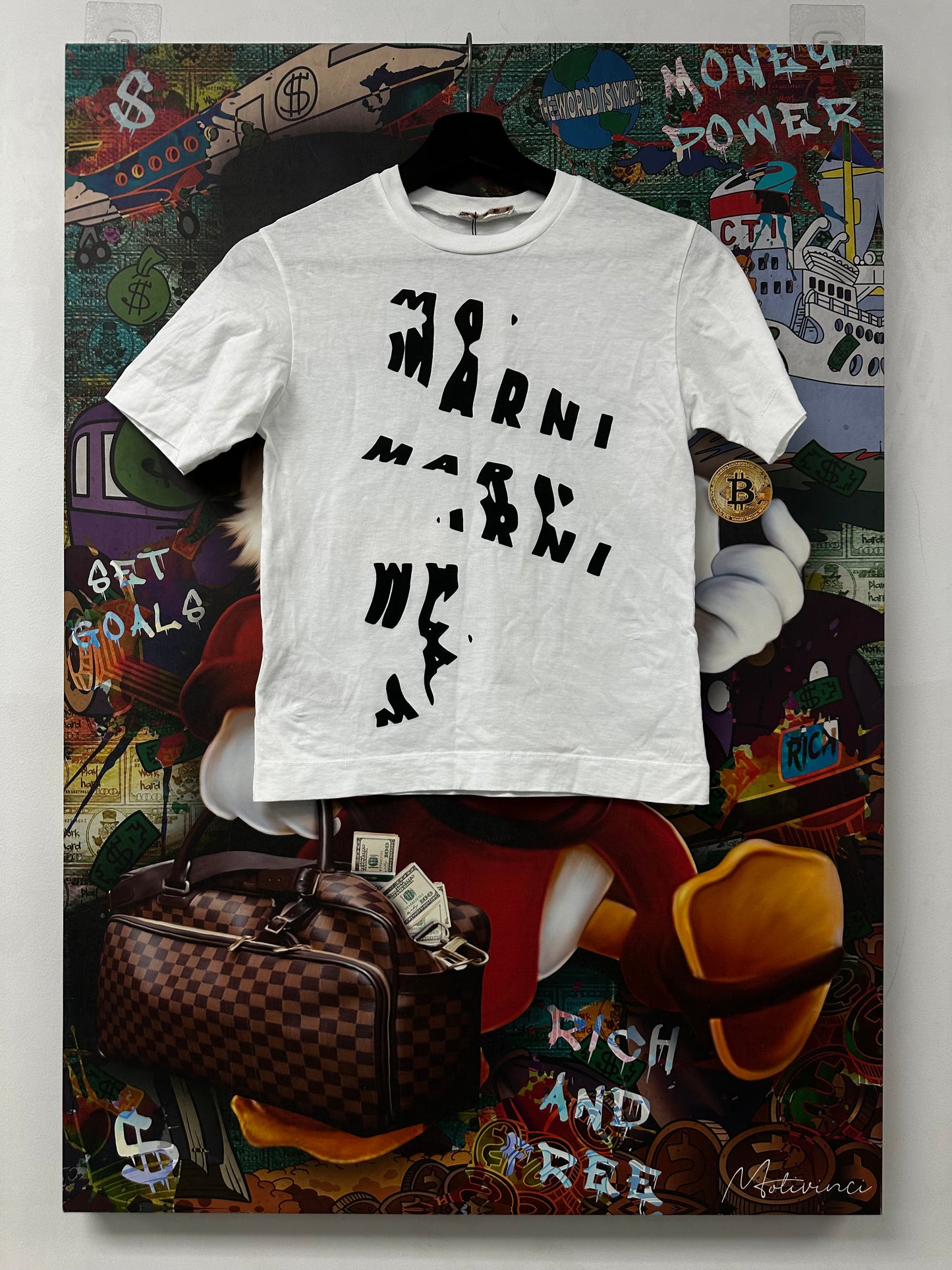 Marni Tee White Chest Logo Black (Women's) Lightly Worn 8Y (Cropped Fit)