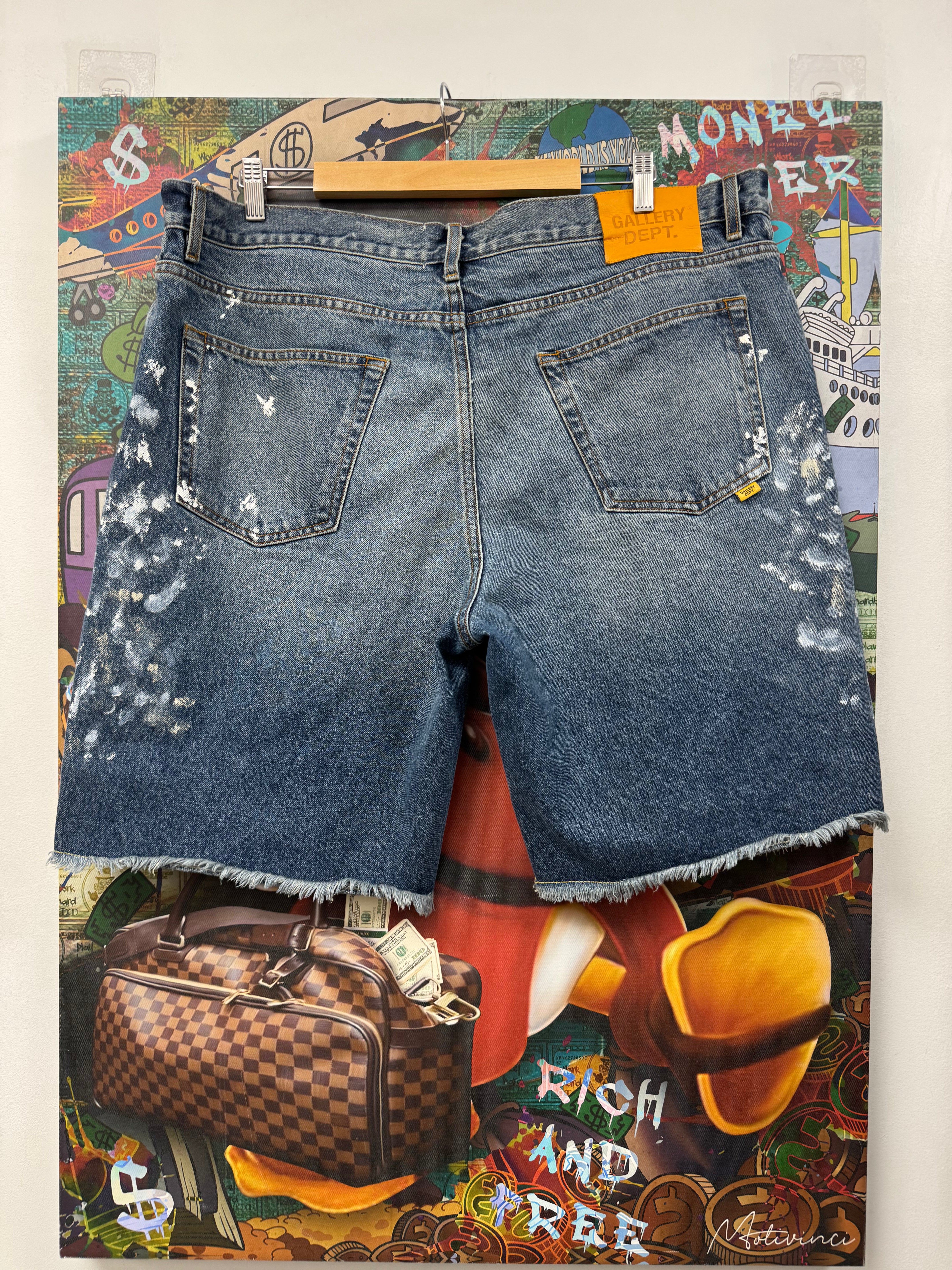 Gallery Dept Dark Wash Paint Splatter Jean Shorts