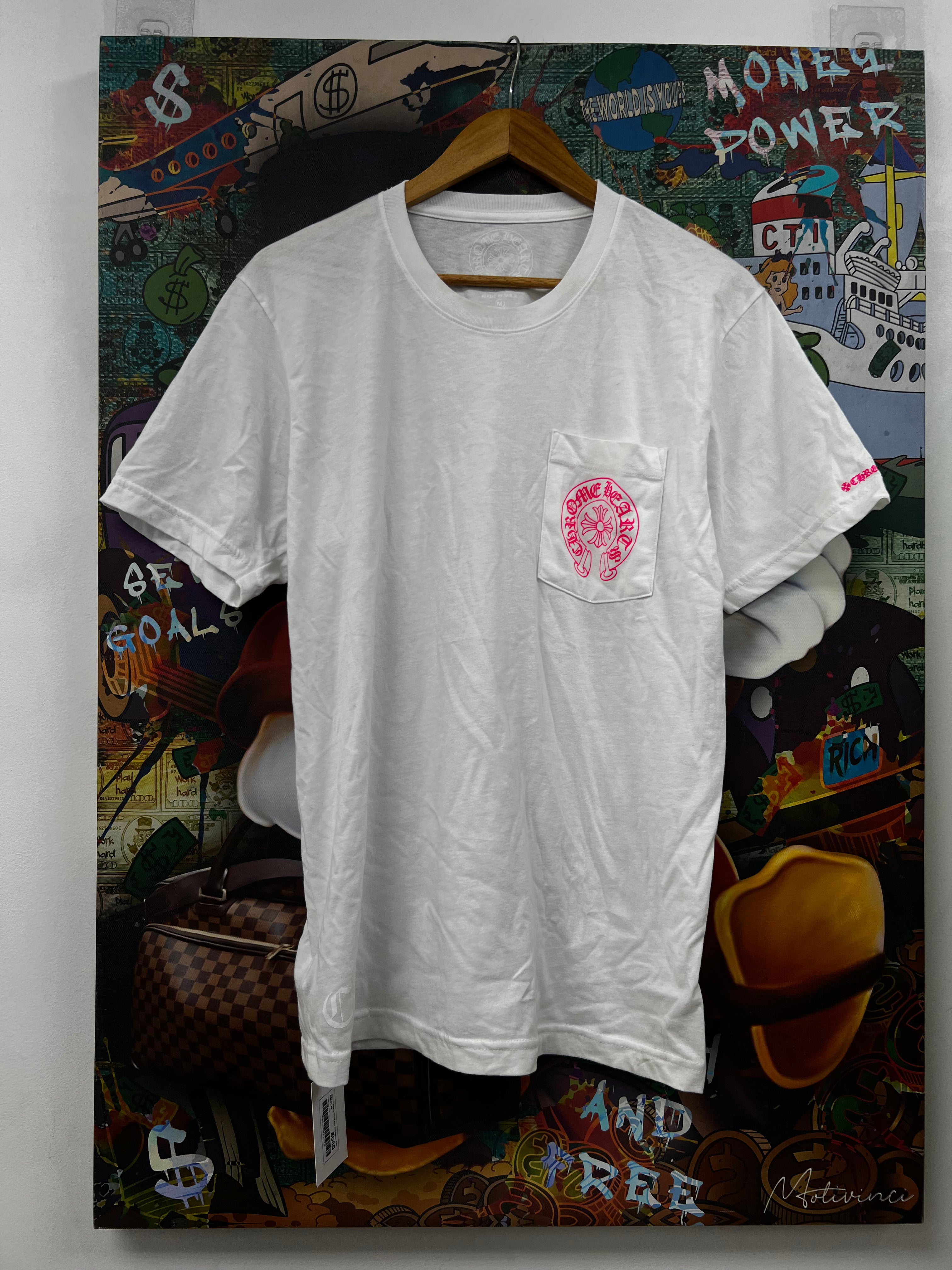 Chrome Hearts White Pink Horseshoe Tee