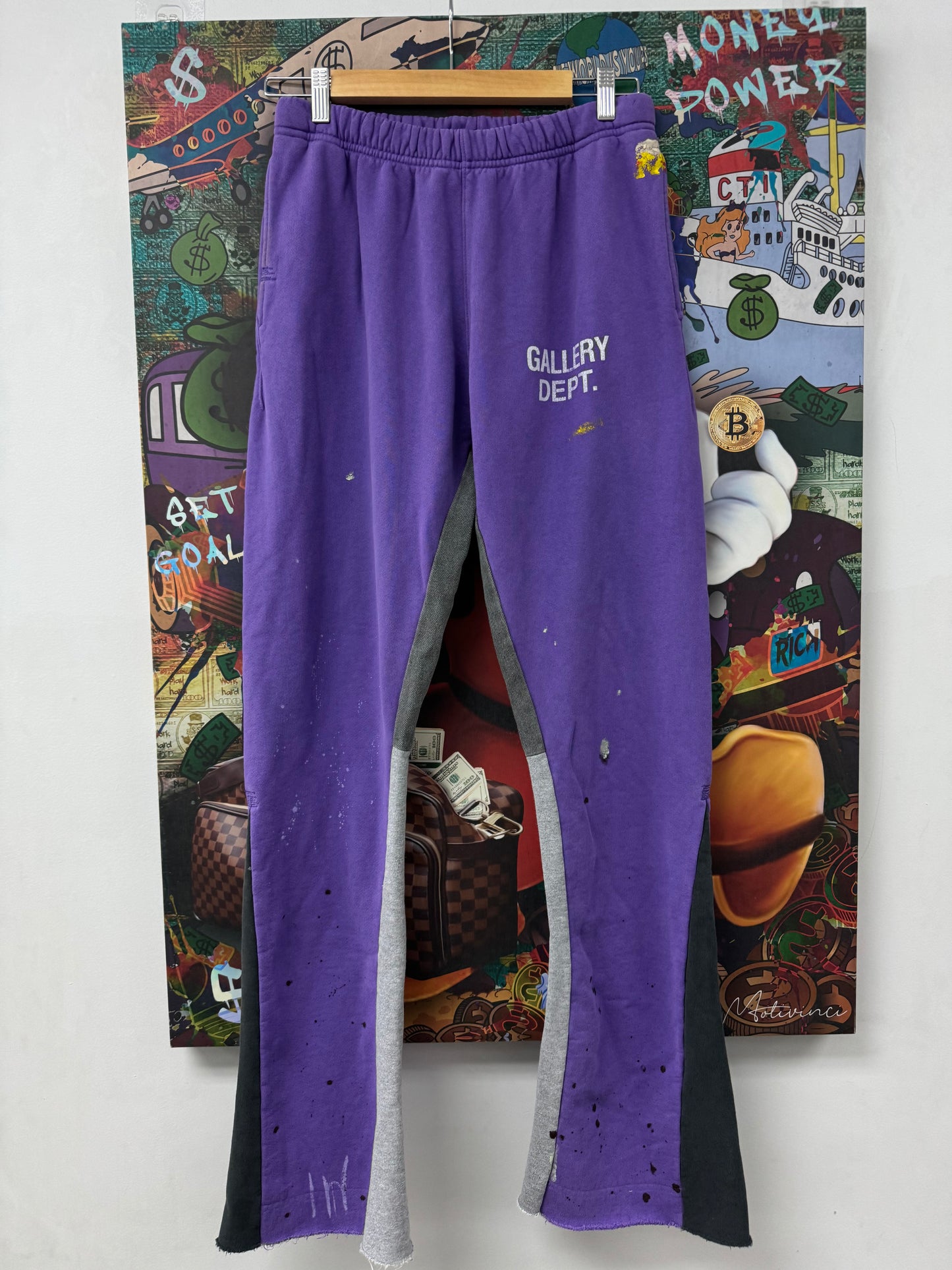 Gallery Dept Flare Sweats Purple Splatter Used Medium N/A