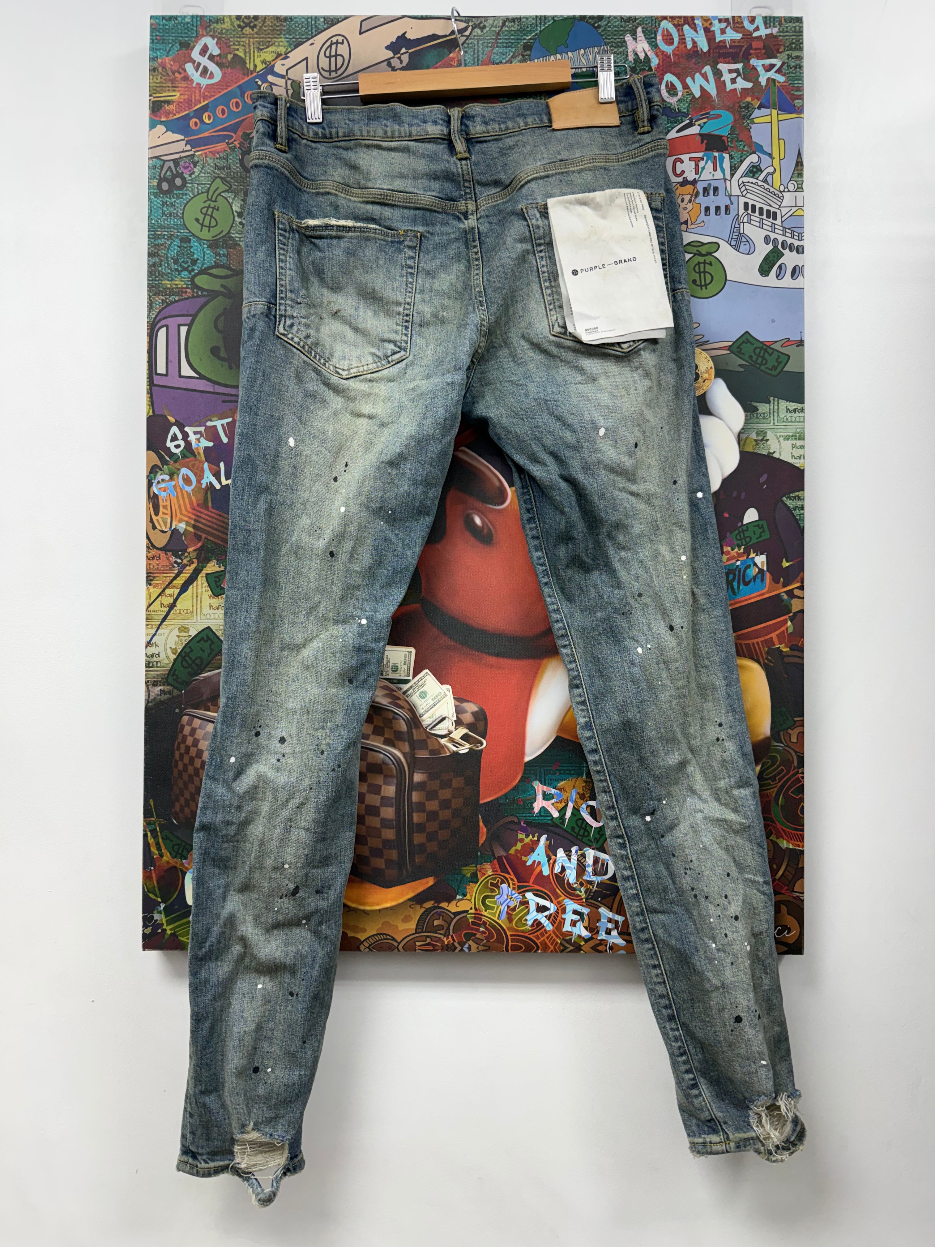 Purple Brand Aged Wash Splatter P002 Jeans