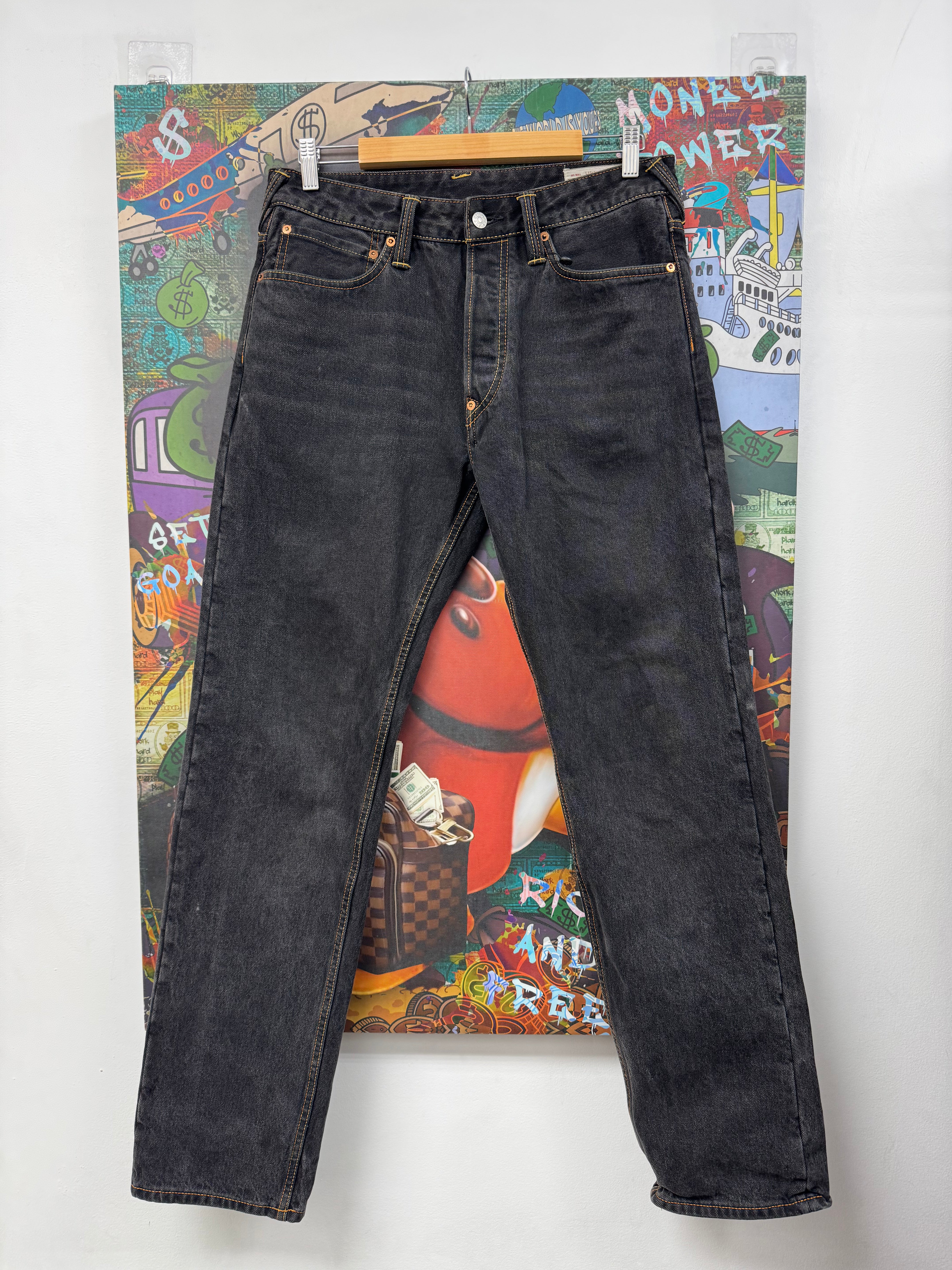 Evisu Black Wash Cream Jeans