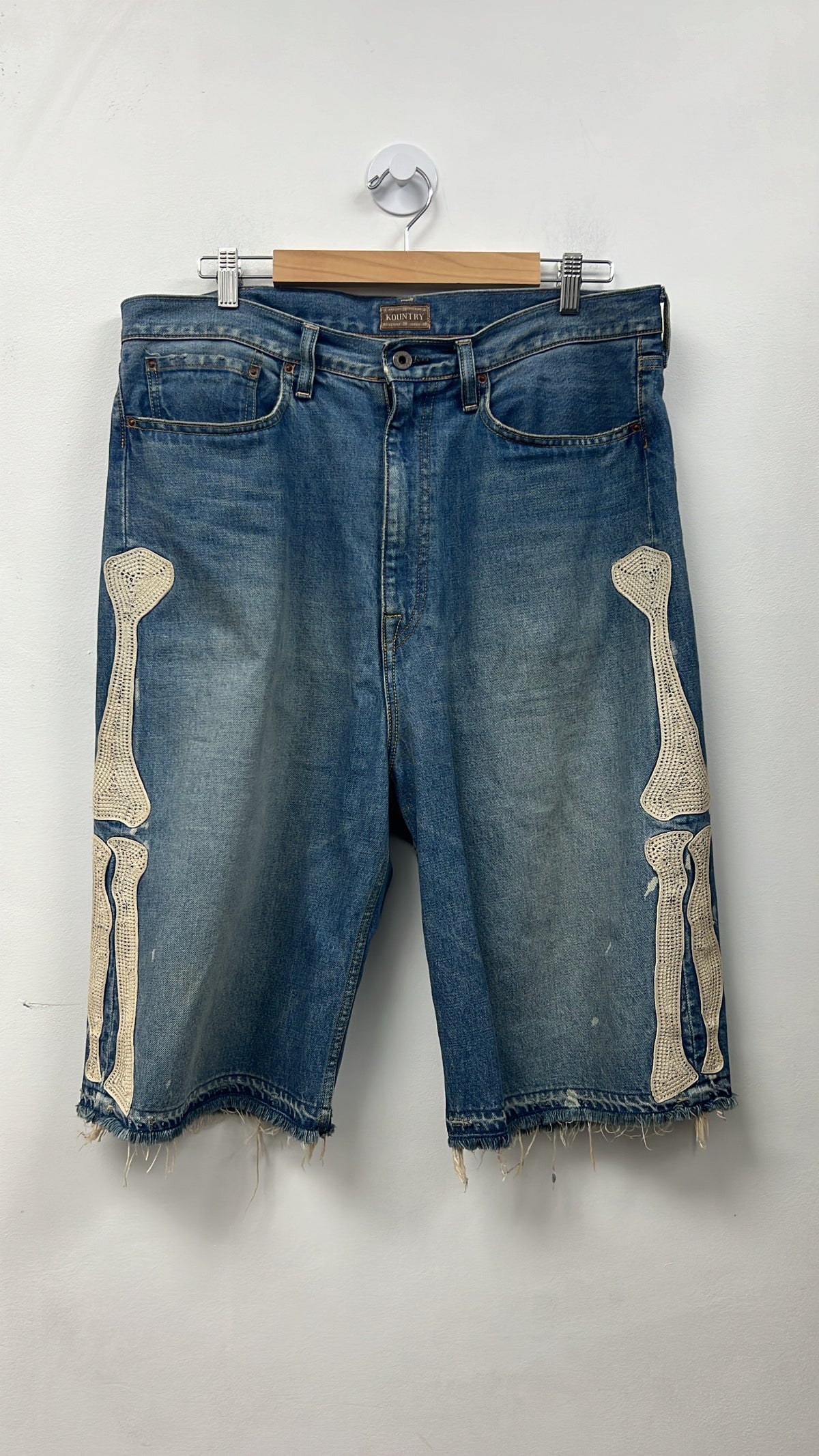 Kapital Blue Bone Jean Shorts